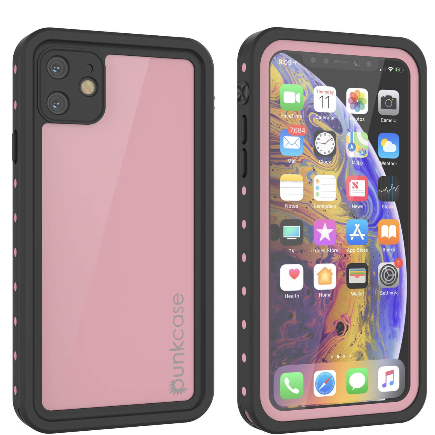 Capa à prova d'água IP68 para iPhone 11, Punkcase [Pink] [Série StudStar] [Ajuste Slim] [Prova de sujeira]