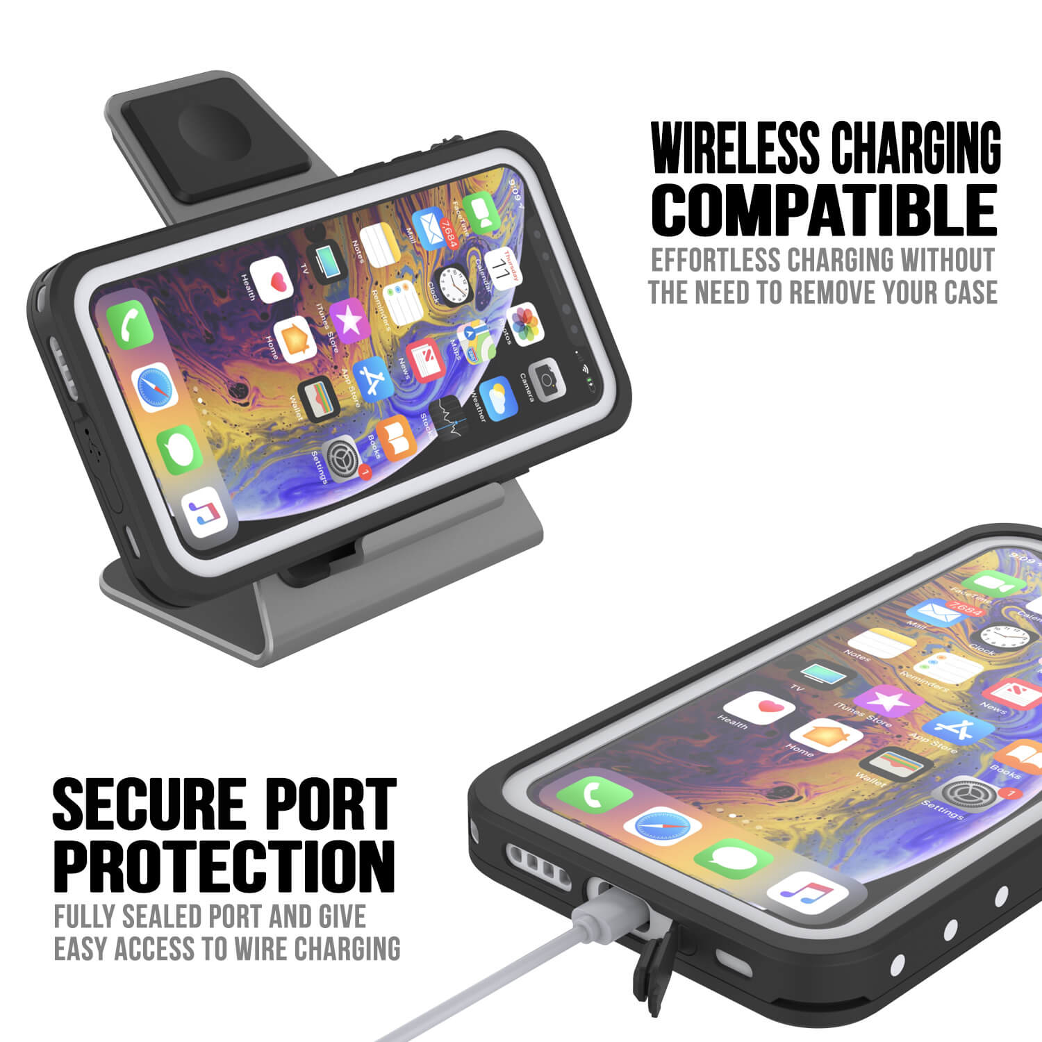 Capa à prova d'água IP68 para iPhone 11, Punkcase [Branca] [Série StudStar] [Ajuste Slim] [À Prova de Poeira]