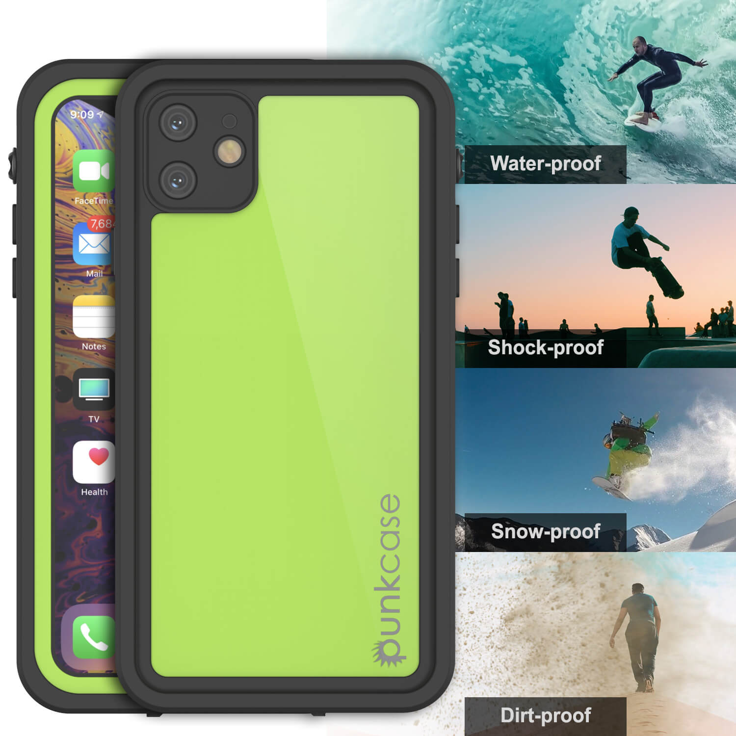 Capa à prova d'água IP68 para iPhone 11, Punkcase [Verde claro] [Série StudStar] [Ajuste fino] [A prova de sujeira]