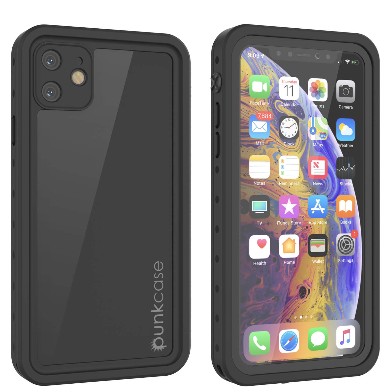 Capa à prova d'água IP68 para iPhone 11, Punkcase [Preto] [Série StudStar] [Ajuste Slim]