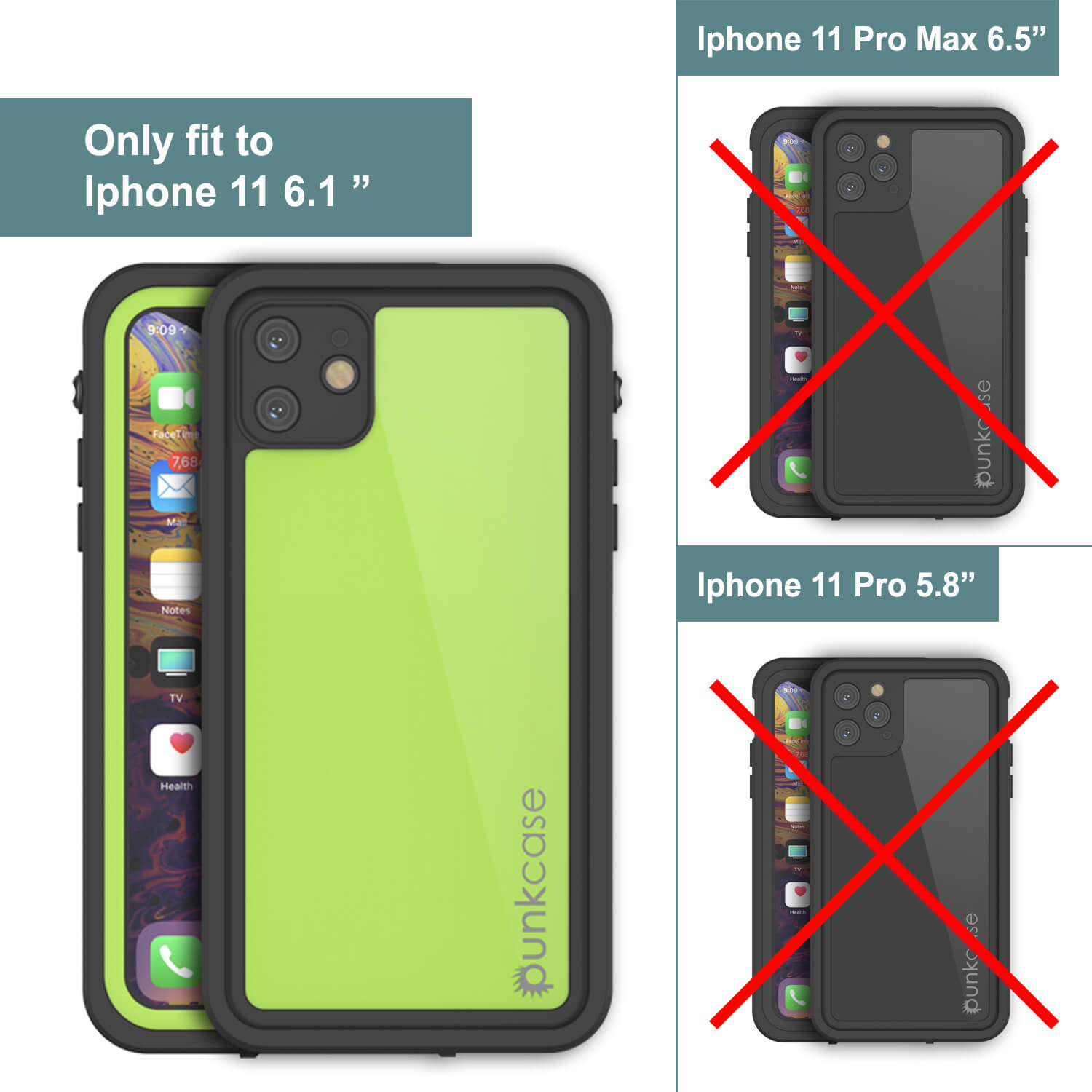 Capa à prova d'água IP68 para iPhone 11, Punkcase [Verde claro] [Série StudStar] [Ajuste fino] [A prova de sujeira]