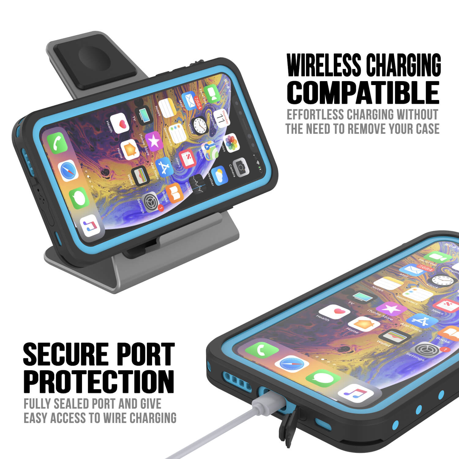 Capa à prova d'água IP68 para iPhone 11, Punkcase [Azul claro] [Série StudStar] [Ajuste fino] [À prova de sujeira]