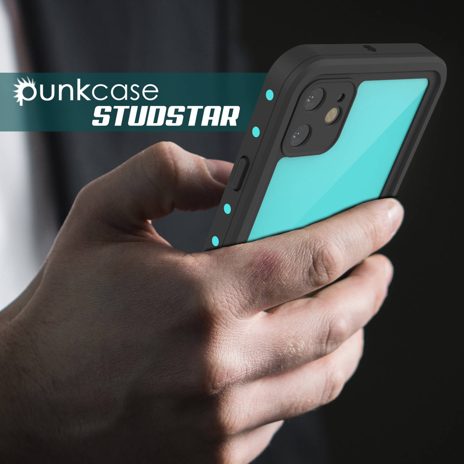 Capa à prova d'água IP68 para iPhone 11, Punkcase [Teal] [Série StudStar] [Slim Fit]