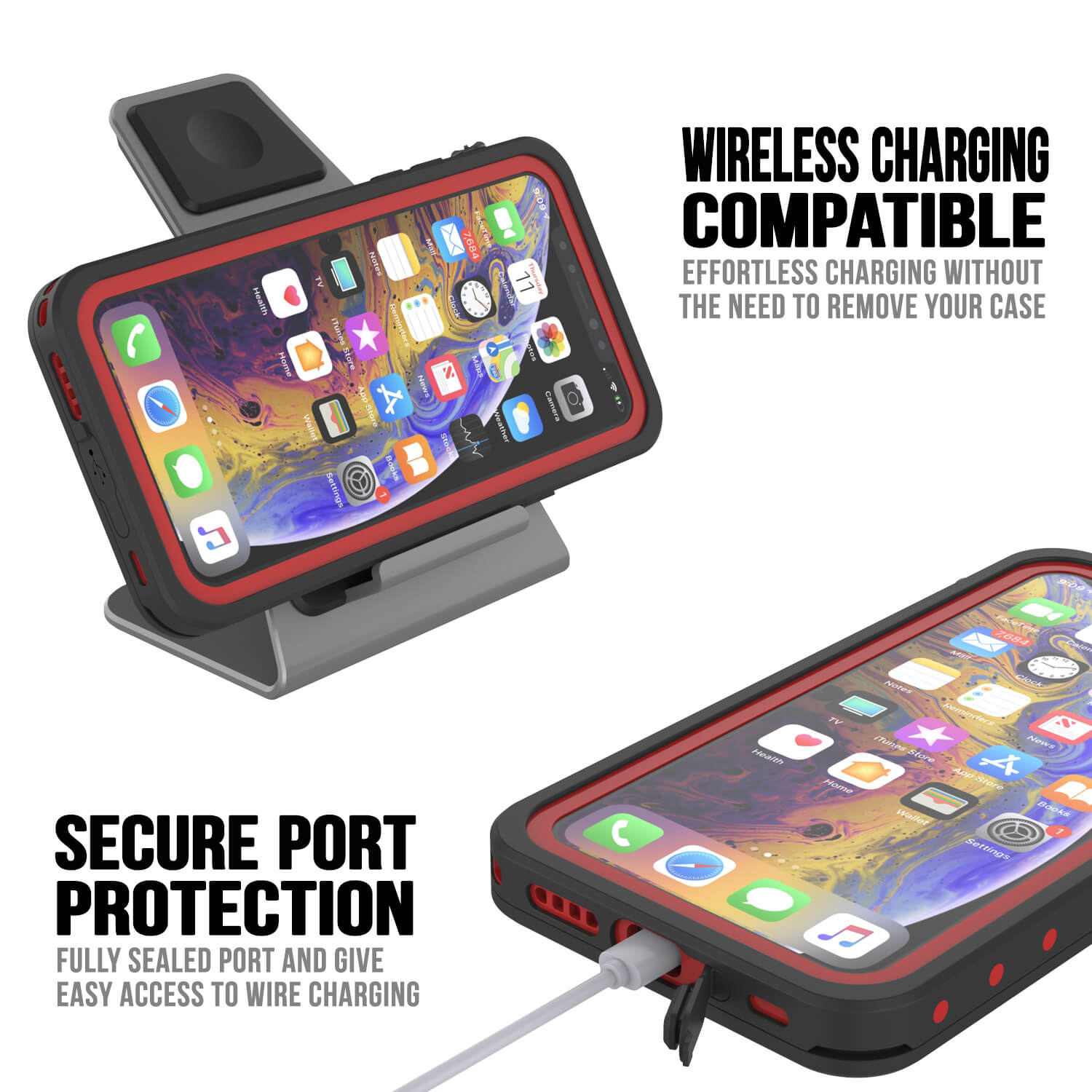 Capa à prova d'água IP68 para iPhone 11, Punkcase [Vermelho] [Série StudStar] [Ajuste Fino]