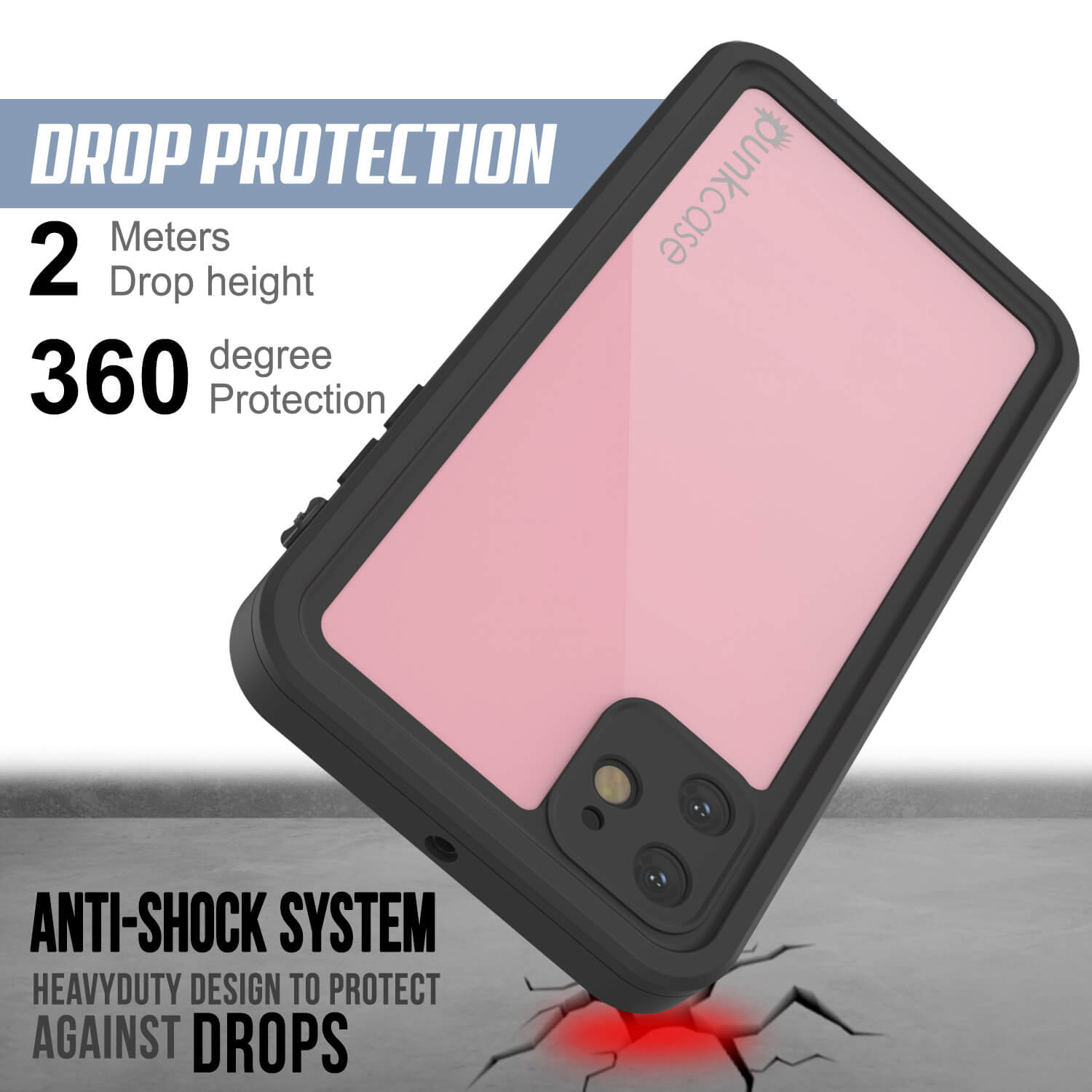 Capa à prova d'água IP68 para iPhone 11, Punkcase [Pink] [Série StudStar] [Ajuste Slim] [Prova de sujeira]