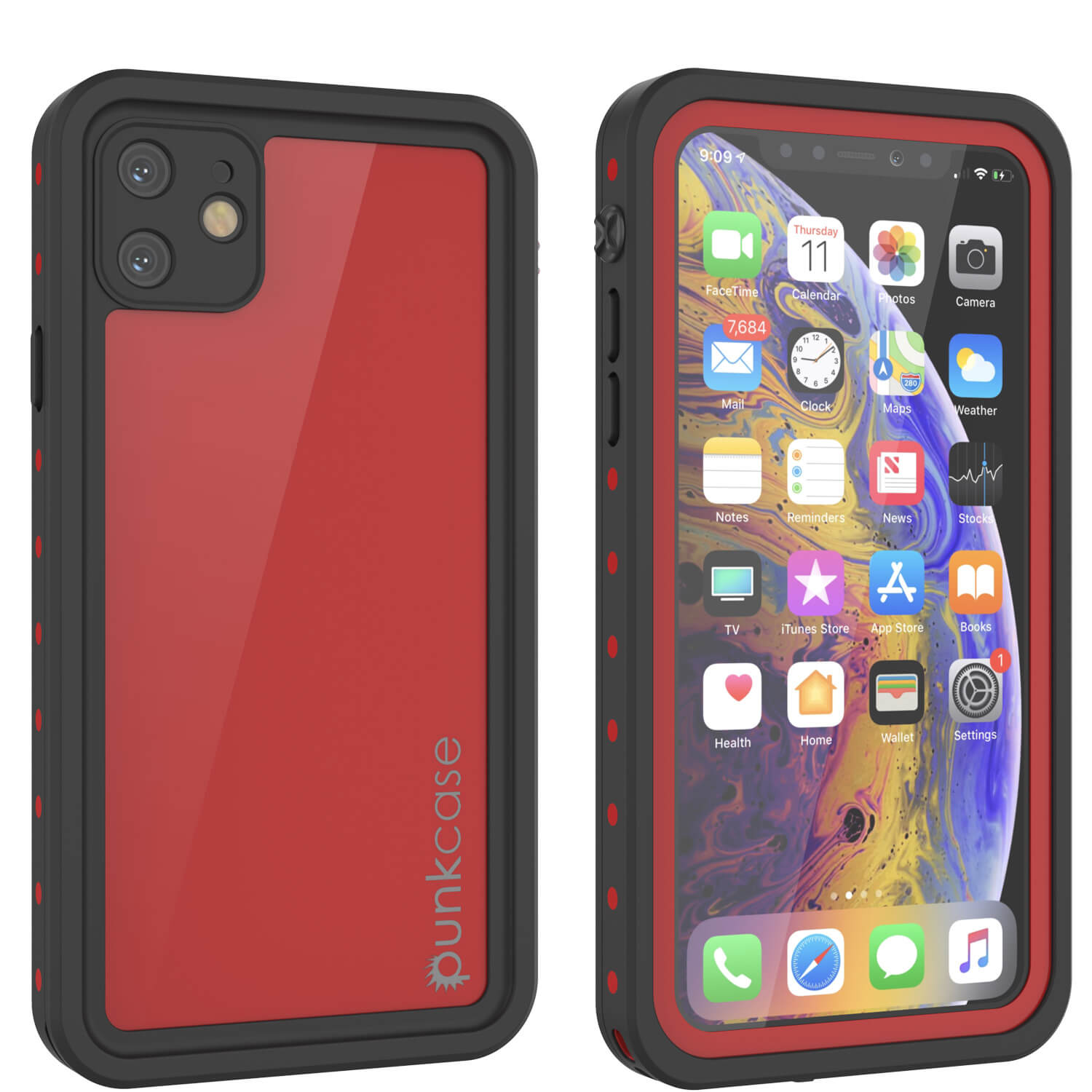 Capa à prova d'água IP68 para iPhone 11, Punkcase [Vermelho] [Série StudStar] [Ajuste Fino]