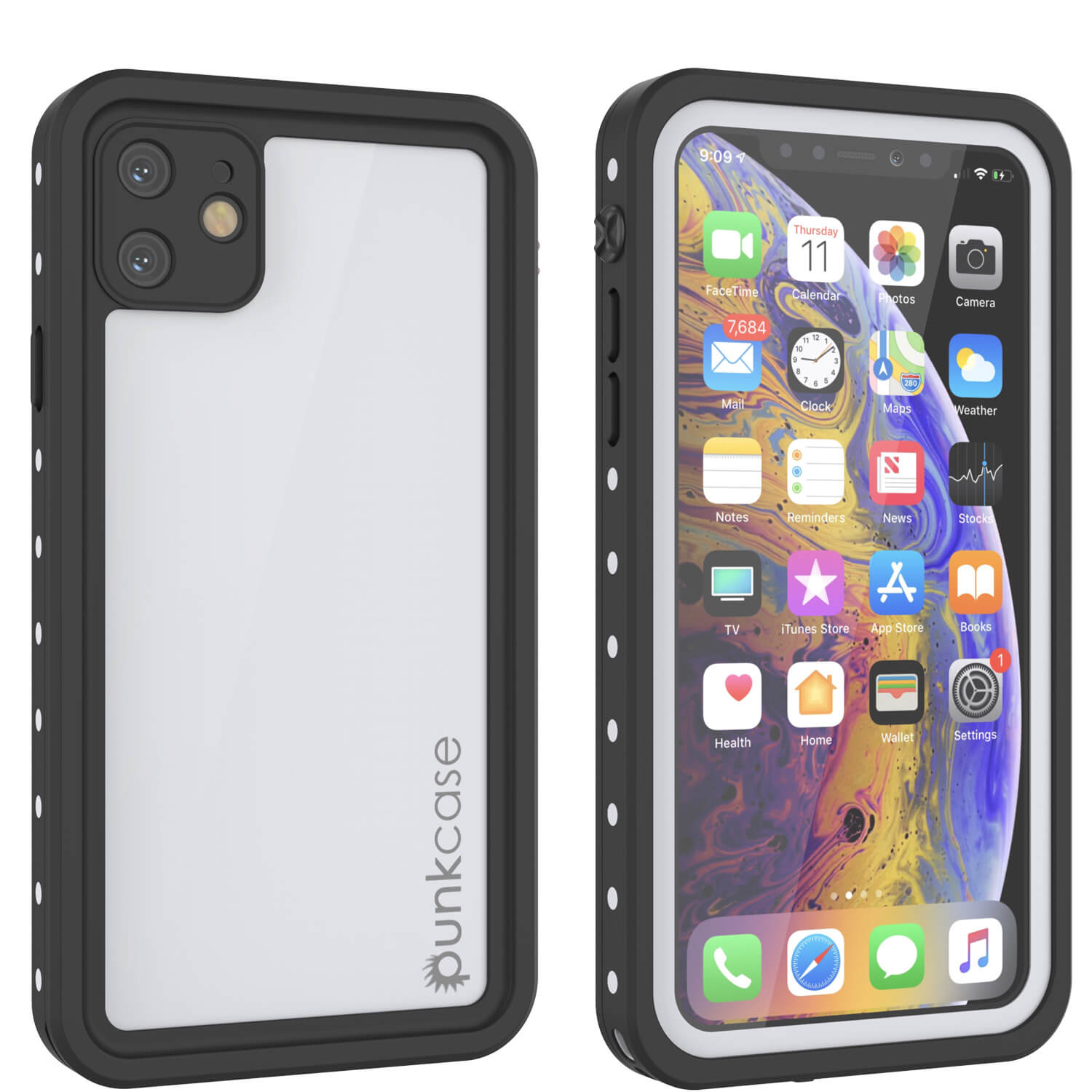 Capa à prova d'água IP68 para iPhone 11, Punkcase [Branca] [Série StudStar] [Ajuste Slim] [À Prova de Poeira]