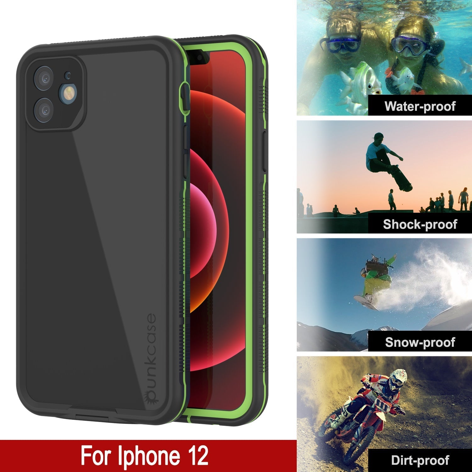 Capa à prova d'água Punkcase iPhone 13 [Série Aqua] Capa blindada [Preto]