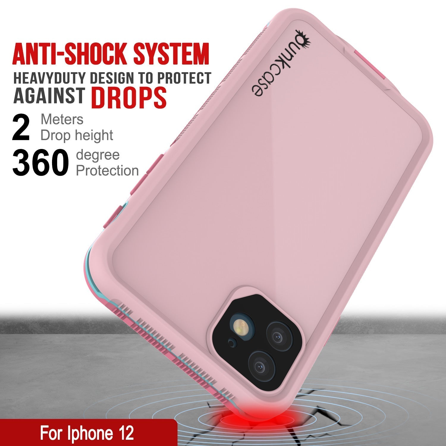 Capa impermeável Punkcase para iPhone 13 [Série Aqua] Capa blindada [Rosa]