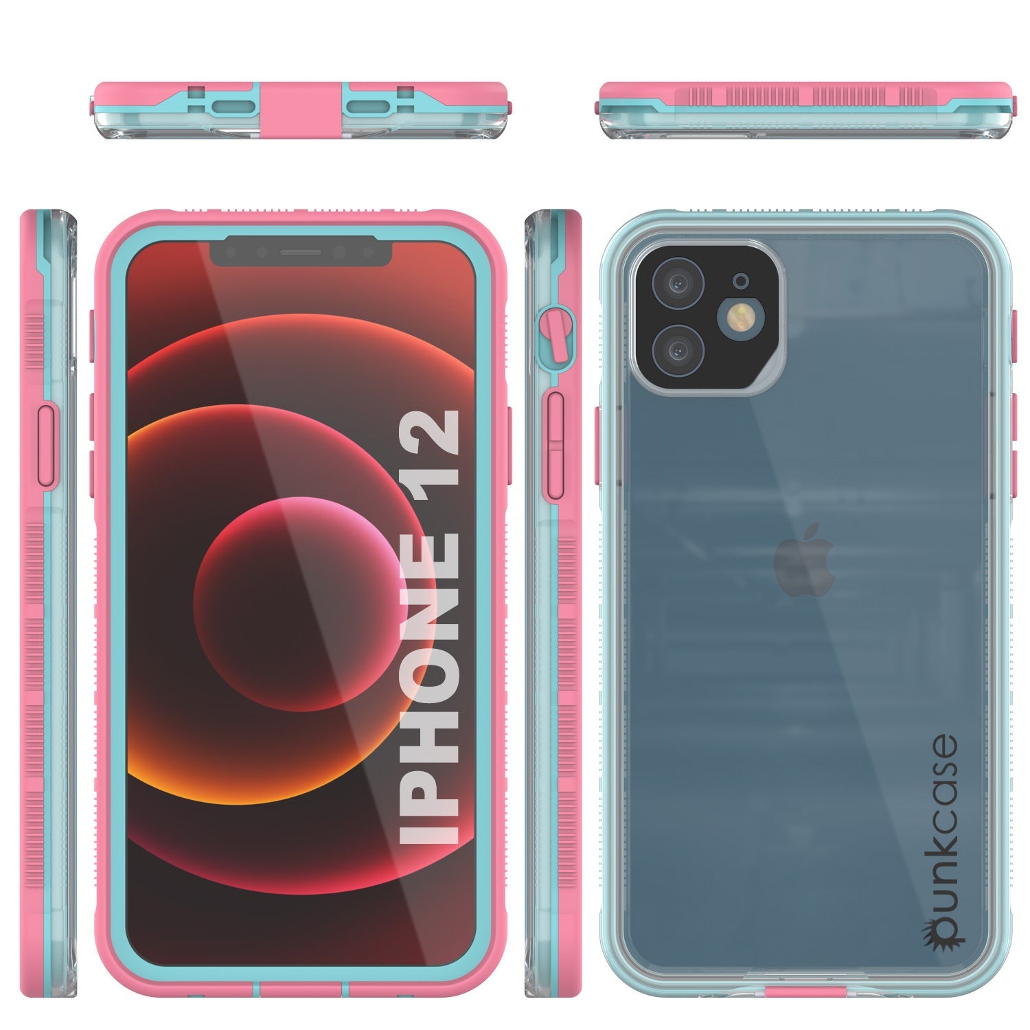 Capa à prova d'água para iPhone 13 Punkcase [Série Aqua] Capa de armadura [Rosa Transparente] [Costas Transparentes]