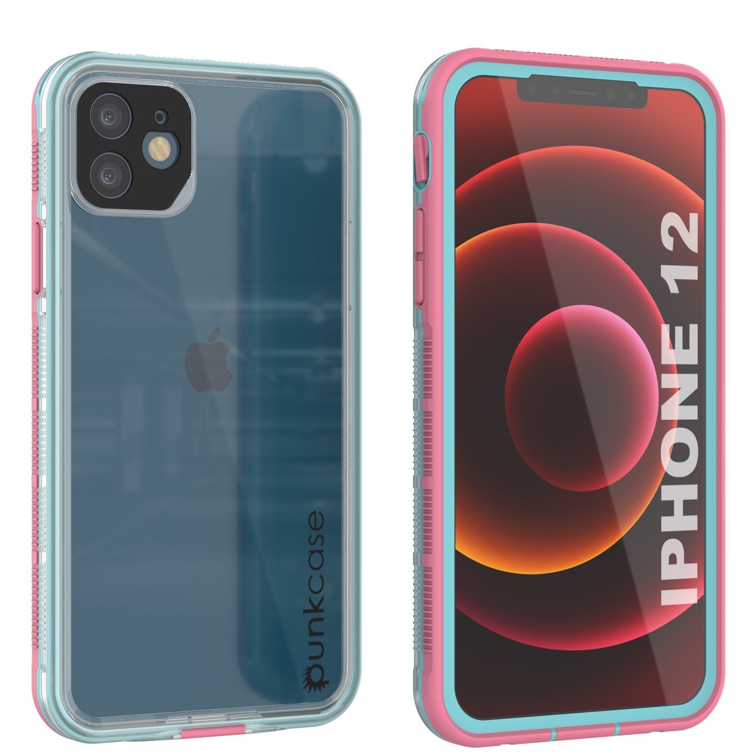 Capa à prova d'água para iPhone 13 Punkcase [Série Aqua] Capa de armadura [Rosa Transparente] [Costas Transparentes]