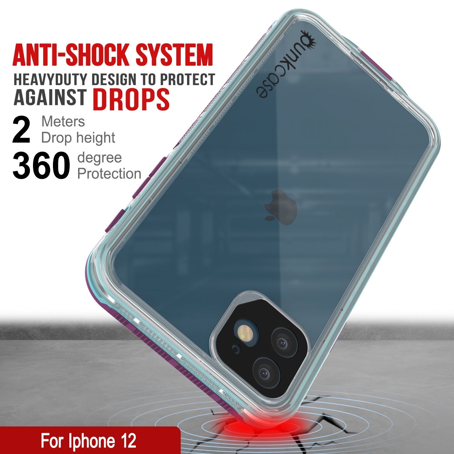Capa à prova d'água Punkcase iPhone 13 [Série Aqua] Capa de armadura [Azul Transparente] [Parte Traseira Transparente]