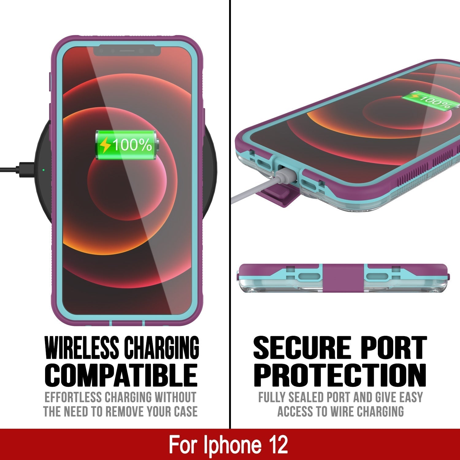 Capa à prova d'água Punkcase iPhone 13 [Série Aqua] Capa de armadura [Azul Transparente] [Parte Traseira Transparente]