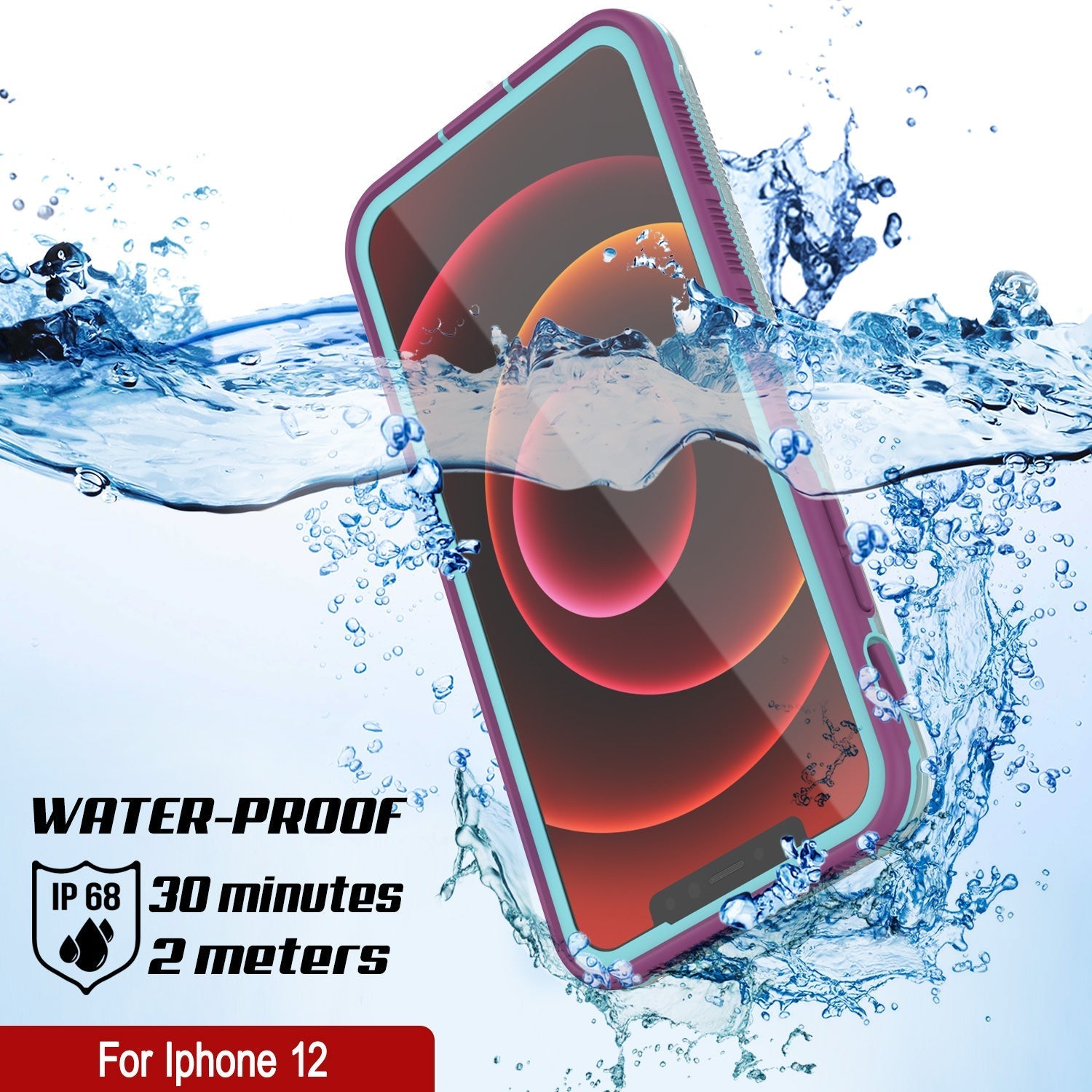 Capa à prova d'água Punkcase iPhone 13 [Série Aqua] Capa de armadura [Azul Transparente] [Parte Traseira Transparente]