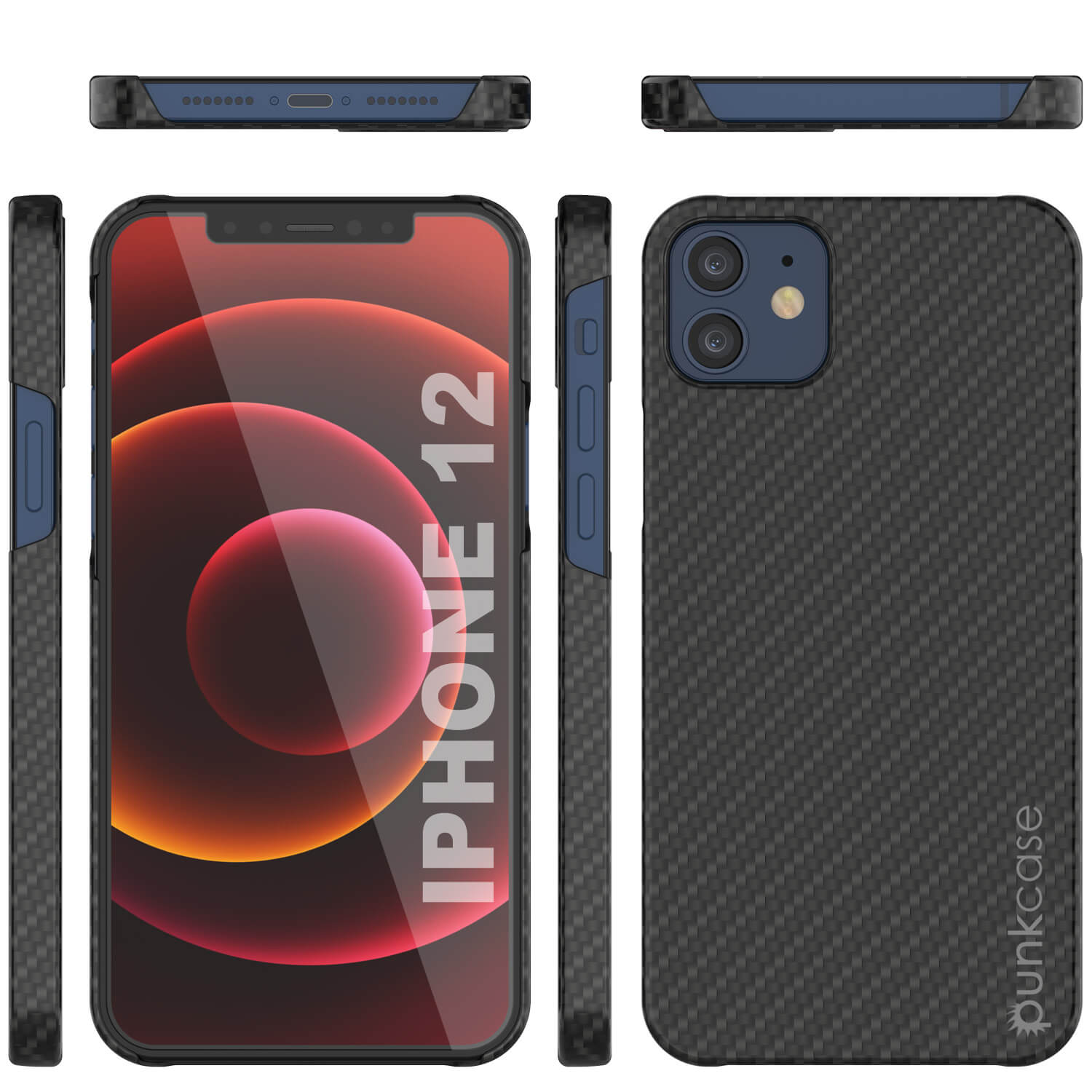 Capa para iPhone 12, Punkcase CarbonShield, Resistente e Ultra Fina de 2 Peças em Dupla Camada [à prova de choques]