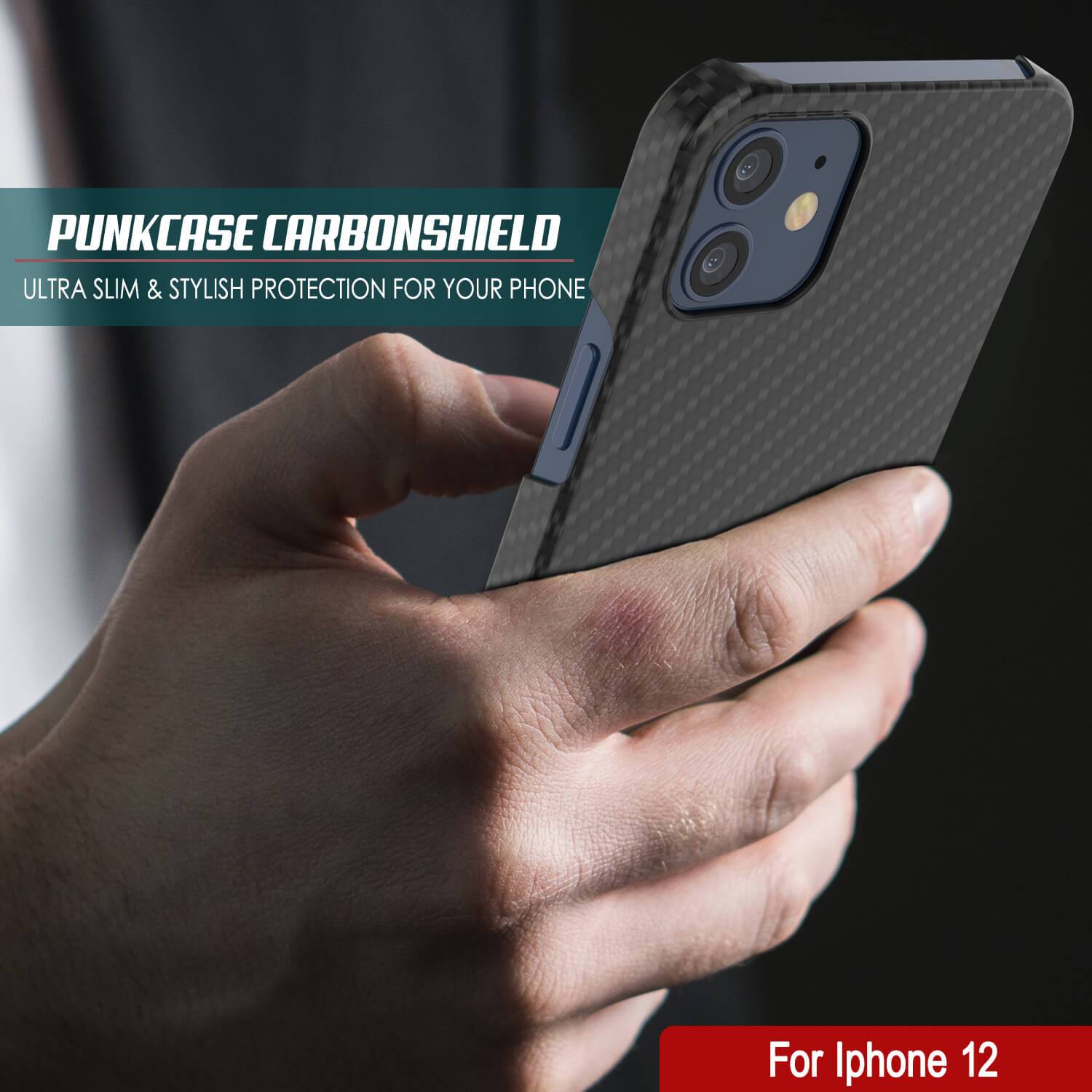 Capa iPhone 12 Mini, Punkcase CarbonShield, Resistente e Ultra Fina de 2 Peças em Dupla Camada [à prova de choque]