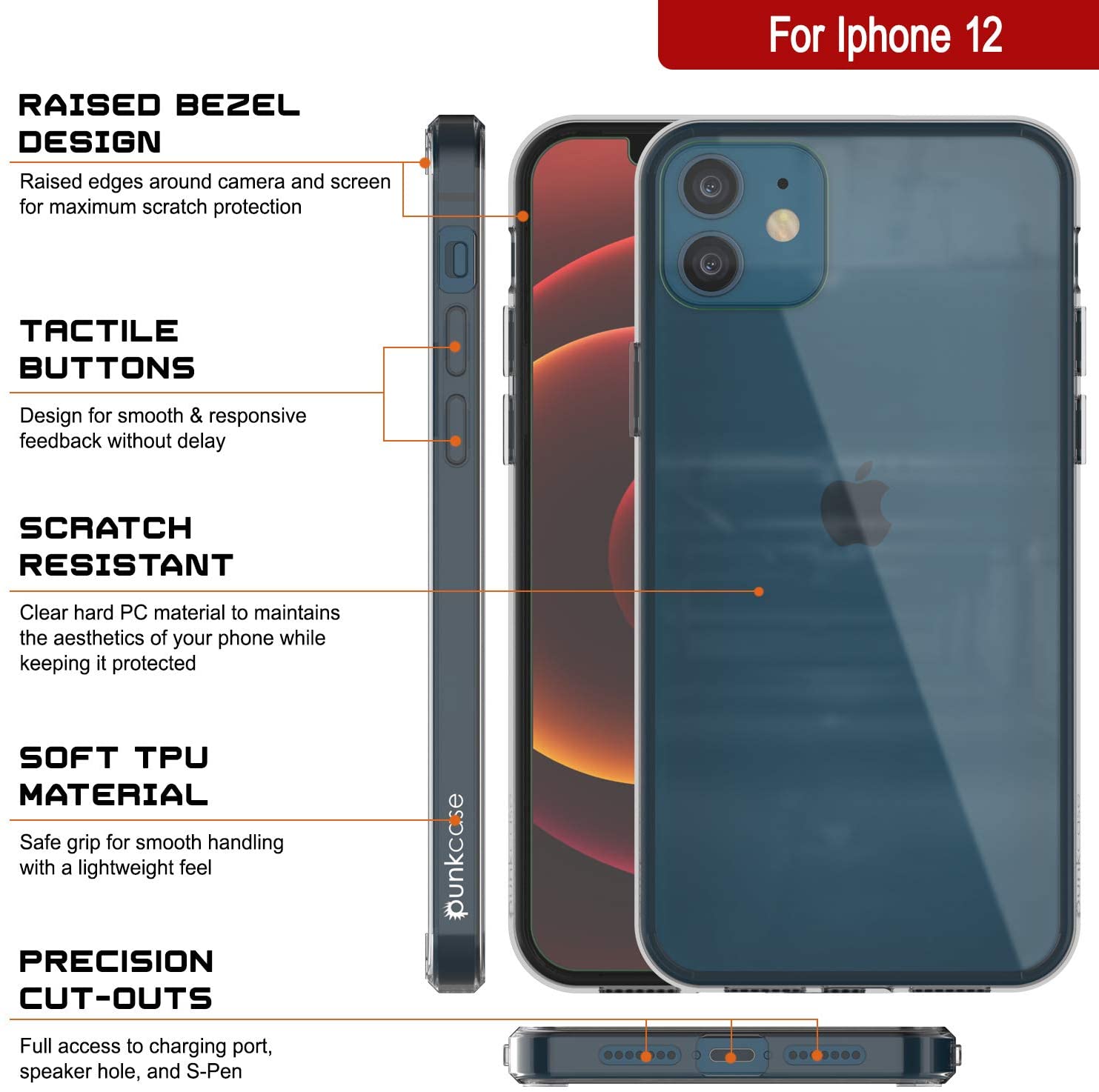 iPhone 12 Case Punkcase® LUCID 2.0 Clear Series Series w/ PUNK SHIELD Screen Protector | Ultra Fit (Color in image: teal)