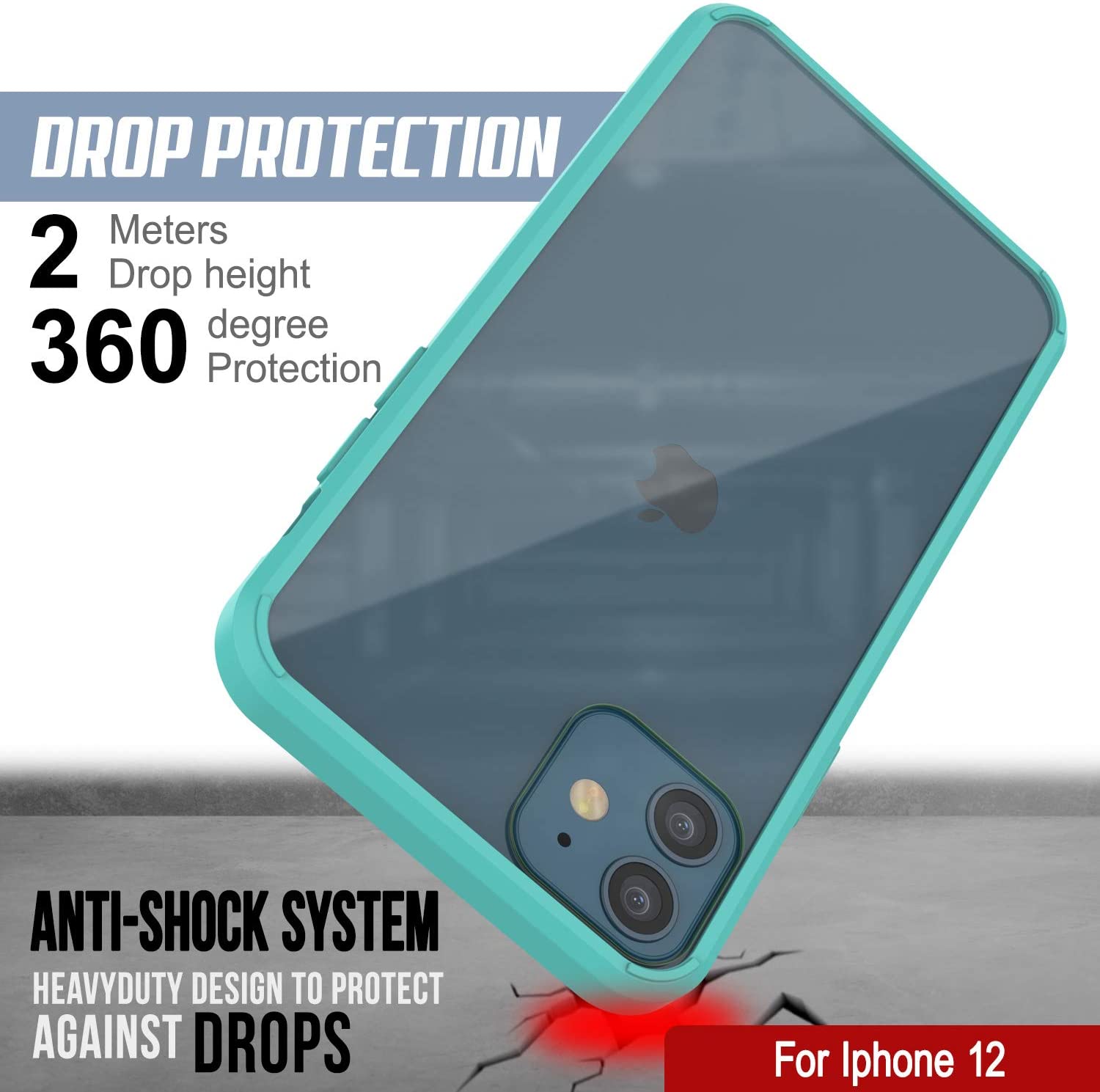 iPhone 12 Case Punkcase® LUCID 2.0 Teal Series w/ PUNK SHIELD Screen Protector | Ultra Fit (Color in image: pink)