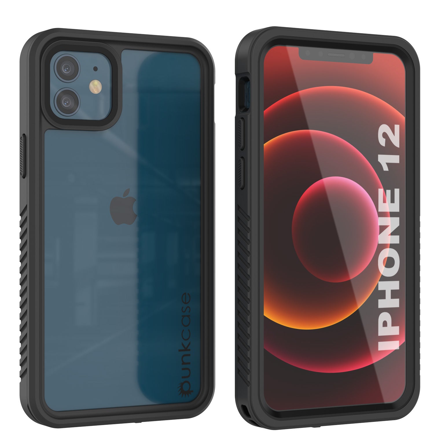Capa à prova d'água para iPhone 12, Punkcase [Série Extrema] Tampa de proteção com protetor de tela embutido [Preto]