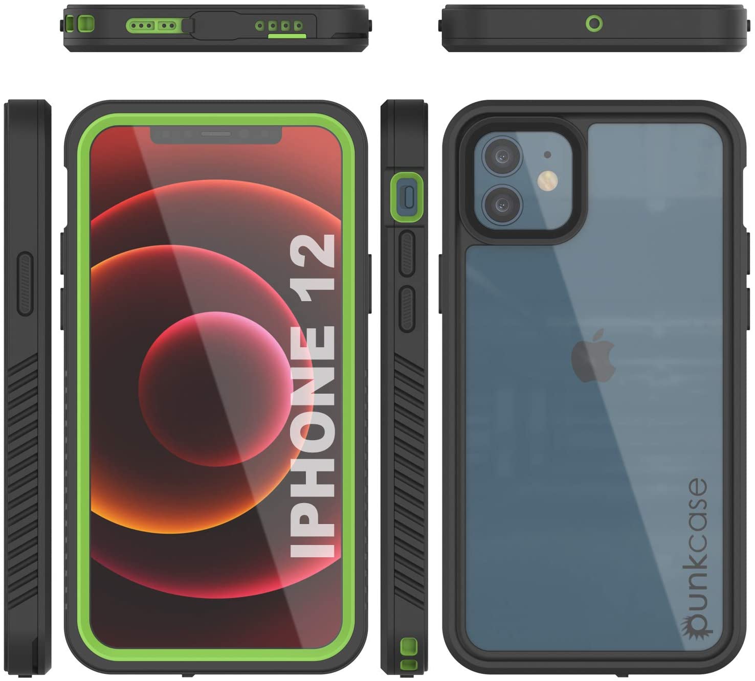 Capa à Prova d'Água para iPhone 12, Punkcase [Série Extreme] Capa de Armadura com Protetor de Tela Integrado [Verde Claro]