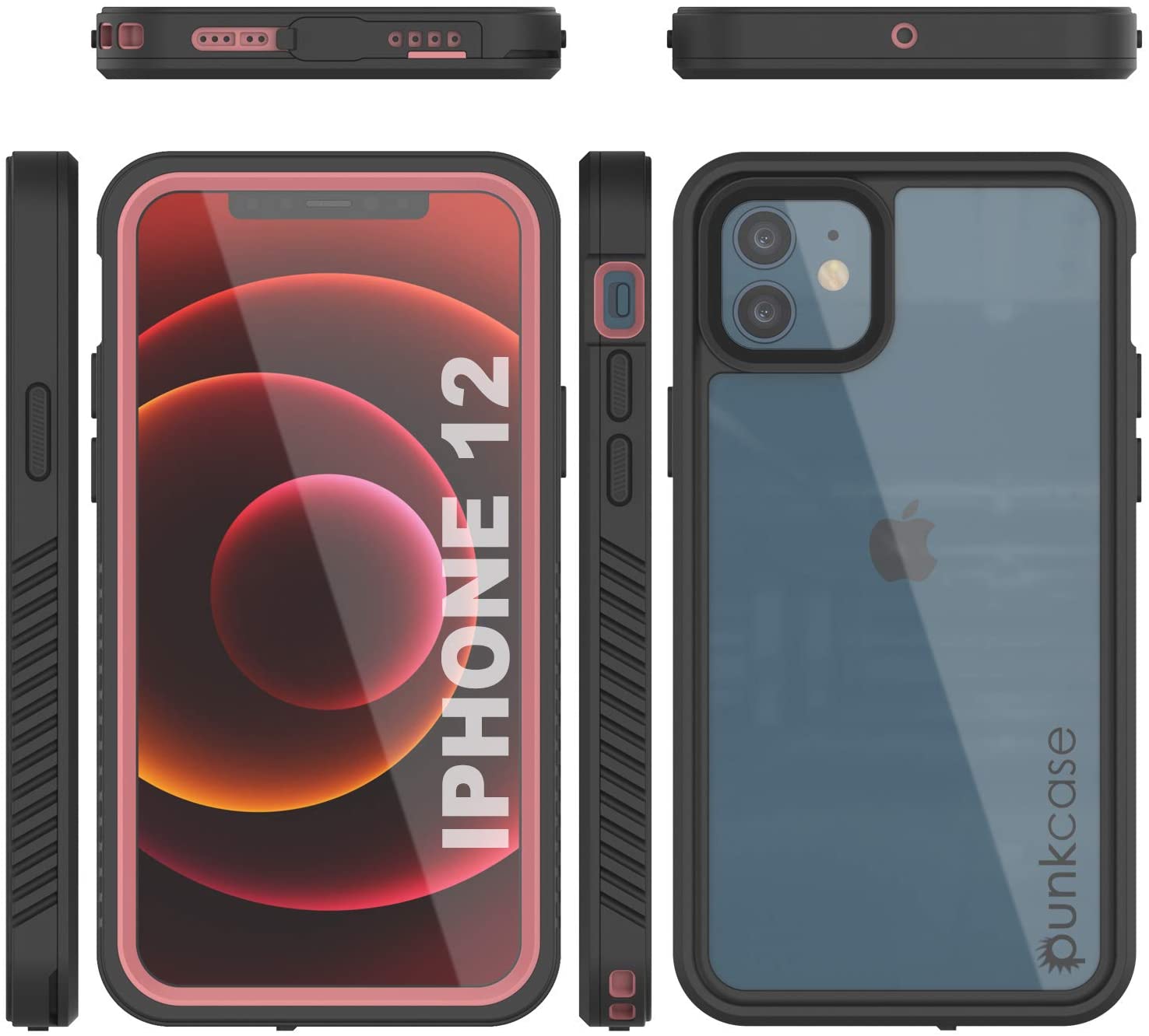 Capa à prova d'água para iPhone 12, Punkcase [Série Extrema] Capa de Armadura com Protetor de Tela Incorporado [Rosa]