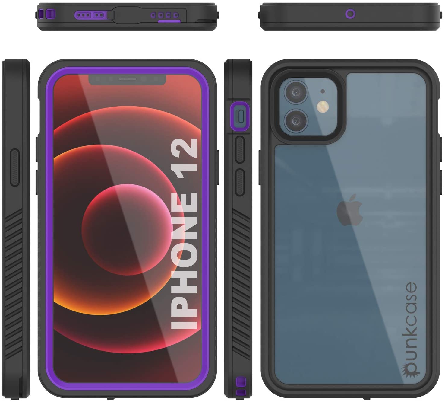 Capa à Prova d'Água para iPhone 12, Punkcase [Série Extrema] Cobertura com Armadura e Protetor de Tela Embutido [Roxo]