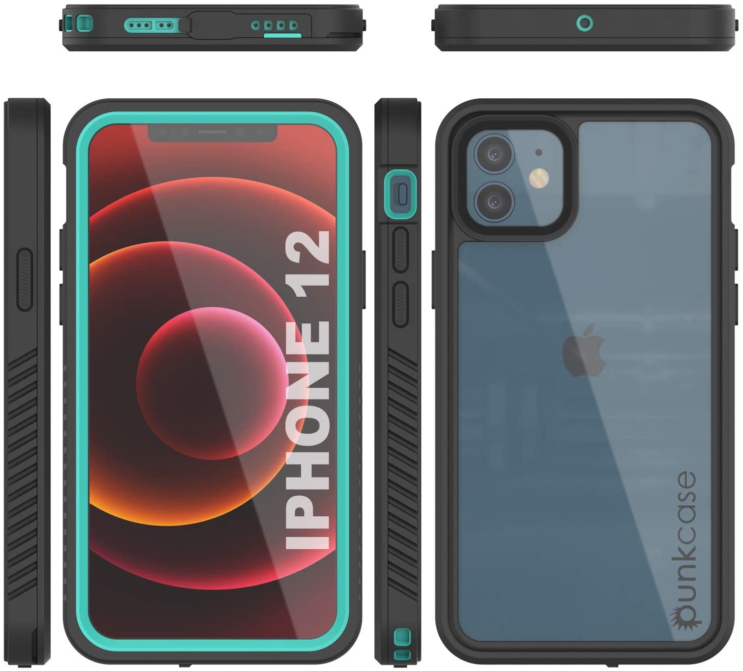 Capa impermeável para iPhone 12, Punkcase [Série Extrema] Capa de Armadura com Protetor de Tela Embutido [Azul-Teal]