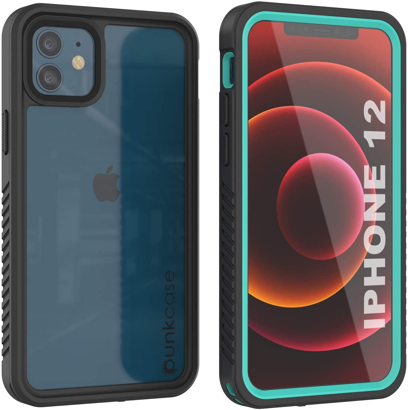 iPhone 12  Waterproof Case, Punkcase [Extreme Series] Armor Cover W/ Built In Screen Protector [Teal] (Color in image: Red)