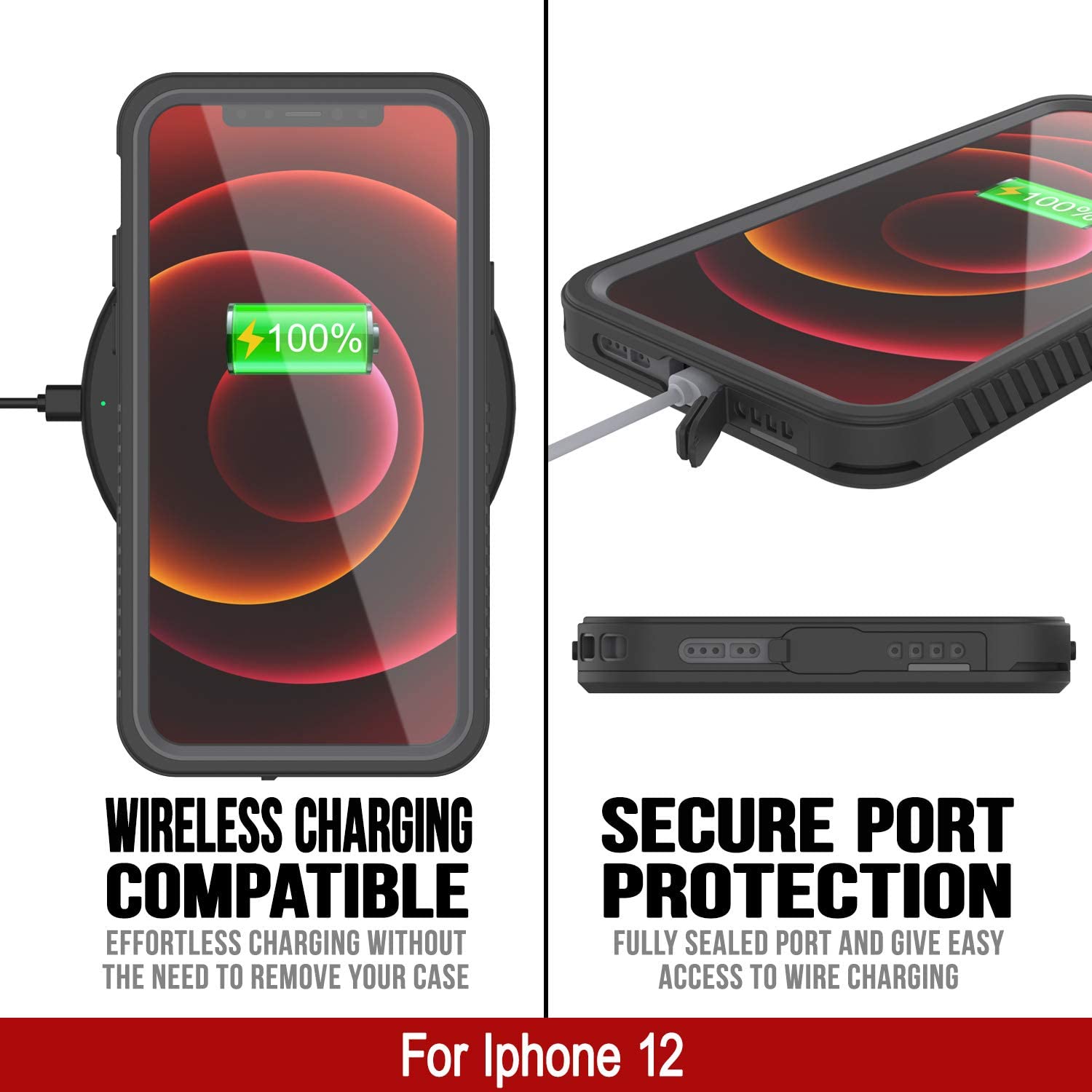 iPhone 12  Waterproof Case, Punkcase [Extreme Series] Armor Cover W/ Built In Screen Protector [White] (Color in image: Pink)