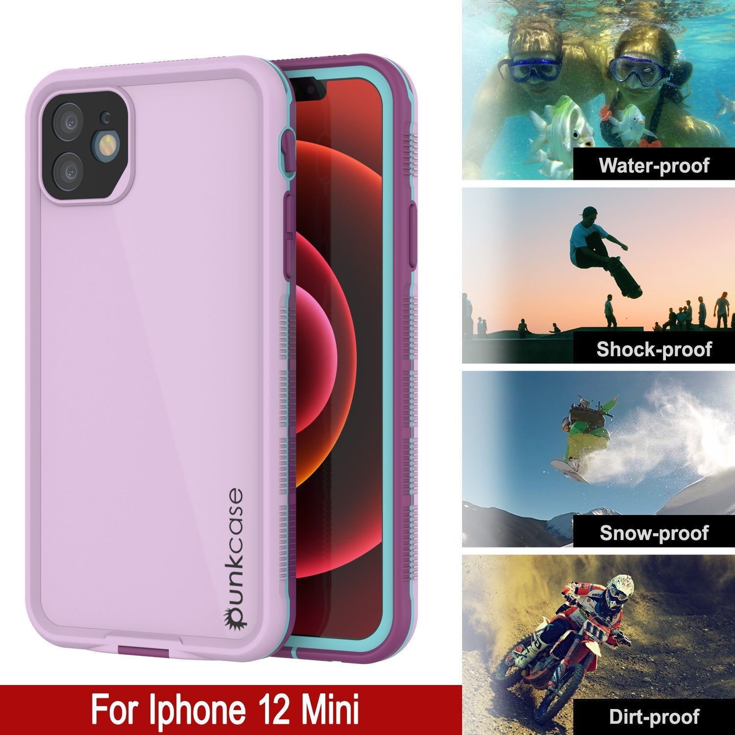 Capa à prova d'água Punkcase para iPhone 13 Mini [Série Aqua] Capa protetora [Azul]