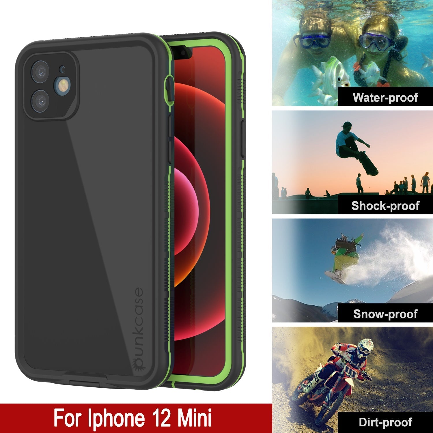 Capa à Prova de Água Punkcase iPhone 13 Mini [Série Aqua] Cobertura de Armadura [Preto]