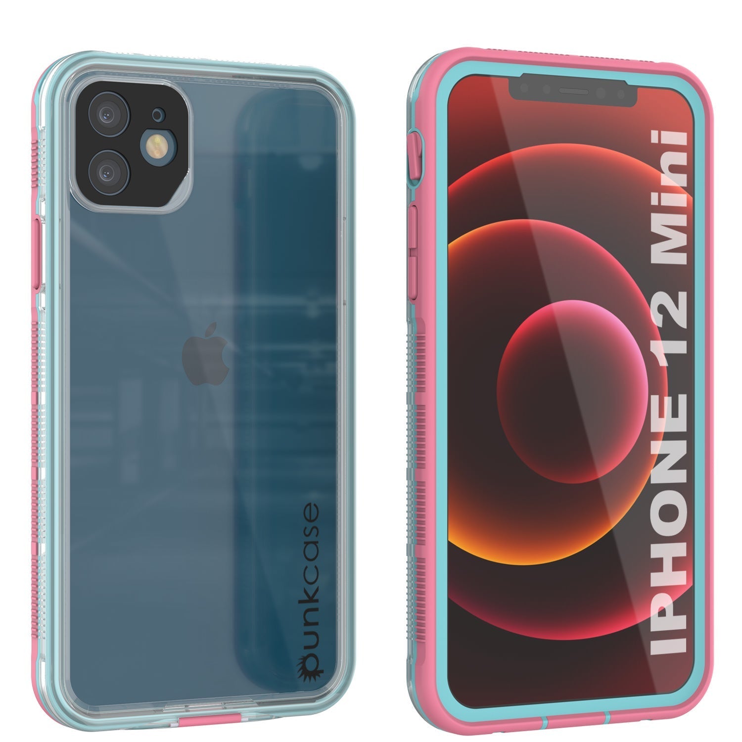 Capa à prova d'água para iPhone 13 Mini Punkcase [Série Aqua] Cobertura de armadura [Rosa Transparente] [Costas Transparentes]