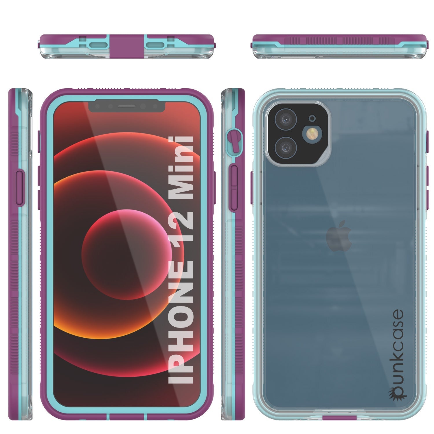 Capa à prova d'água Punkcase para iPhone 13 Mini [Série Aqua] Cobertura Armor [Azul Transparente] [Costas Transparentes]