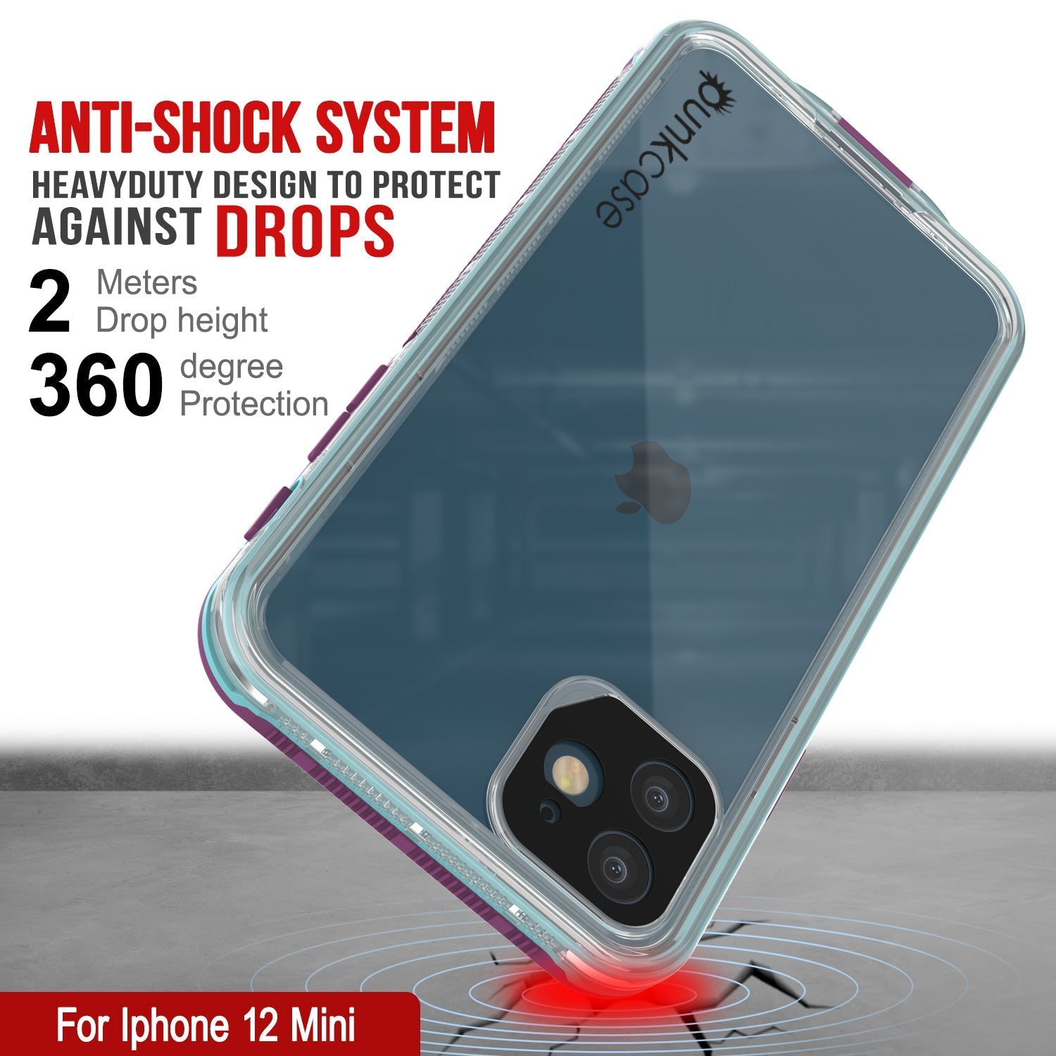 Capa à prova d'água Punkcase para iPhone 13 Mini [Série Aqua] Cobertura Armor [Azul Transparente] [Costas Transparentes]