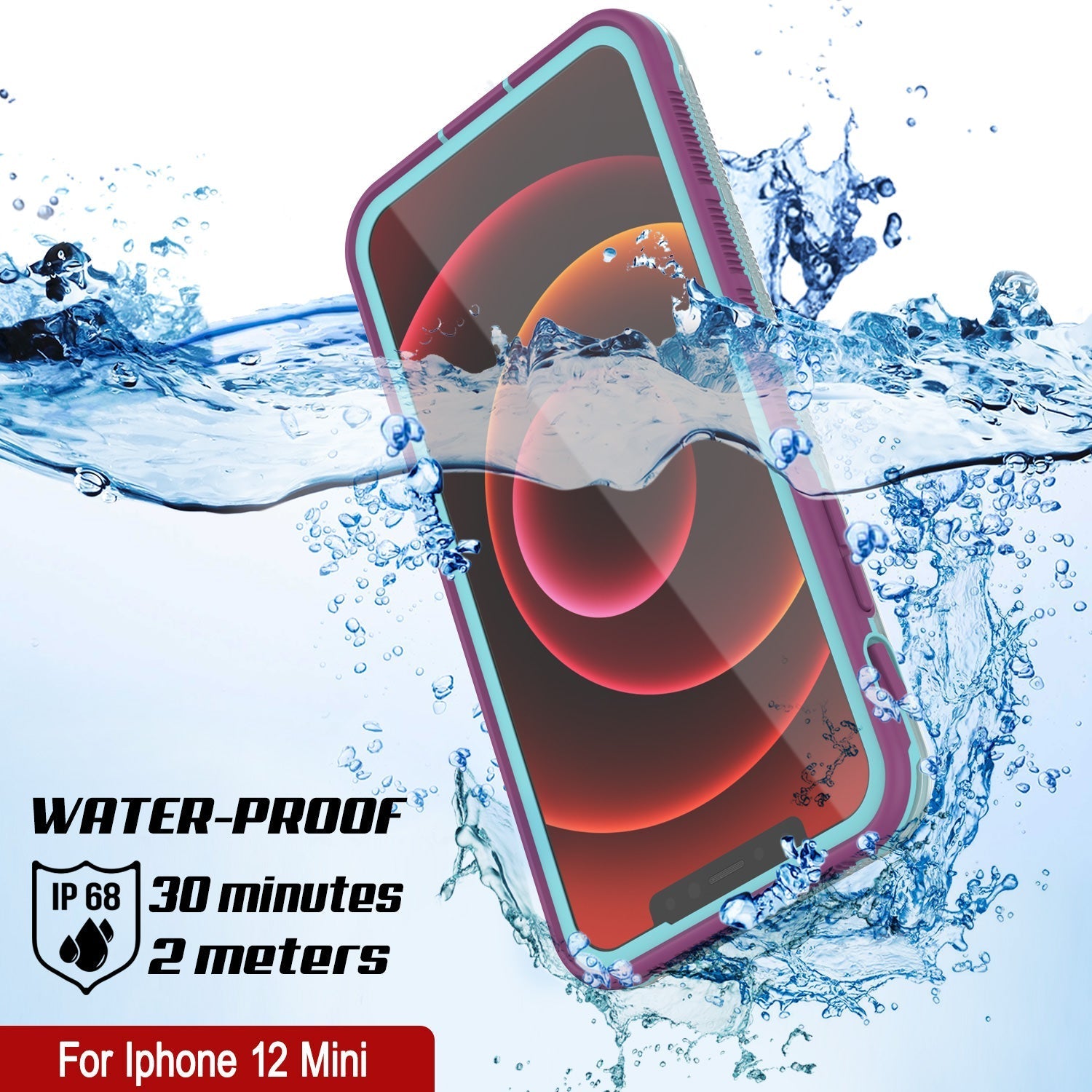 Capa à prova d'água Punkcase para iPhone 13 Mini [Série Aqua] Cobertura Armor [Azul Transparente] [Costas Transparentes]