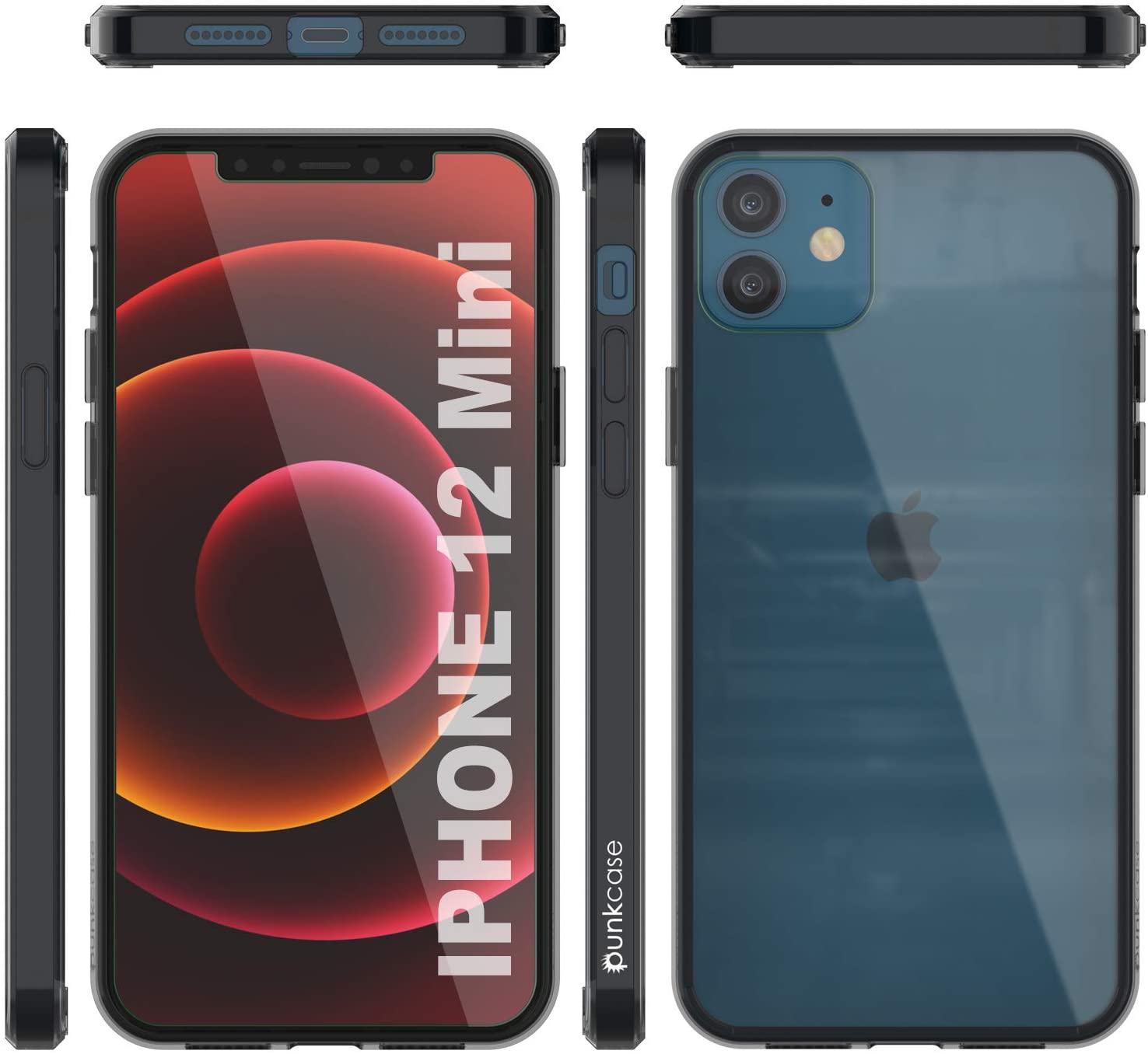 iPhone 12 Mini Case Punkcase® LUCID 2.0 Crystal Black Series w/ PUNK SHIELD Screen Protector | Ultra Fit (Color in image: clear)