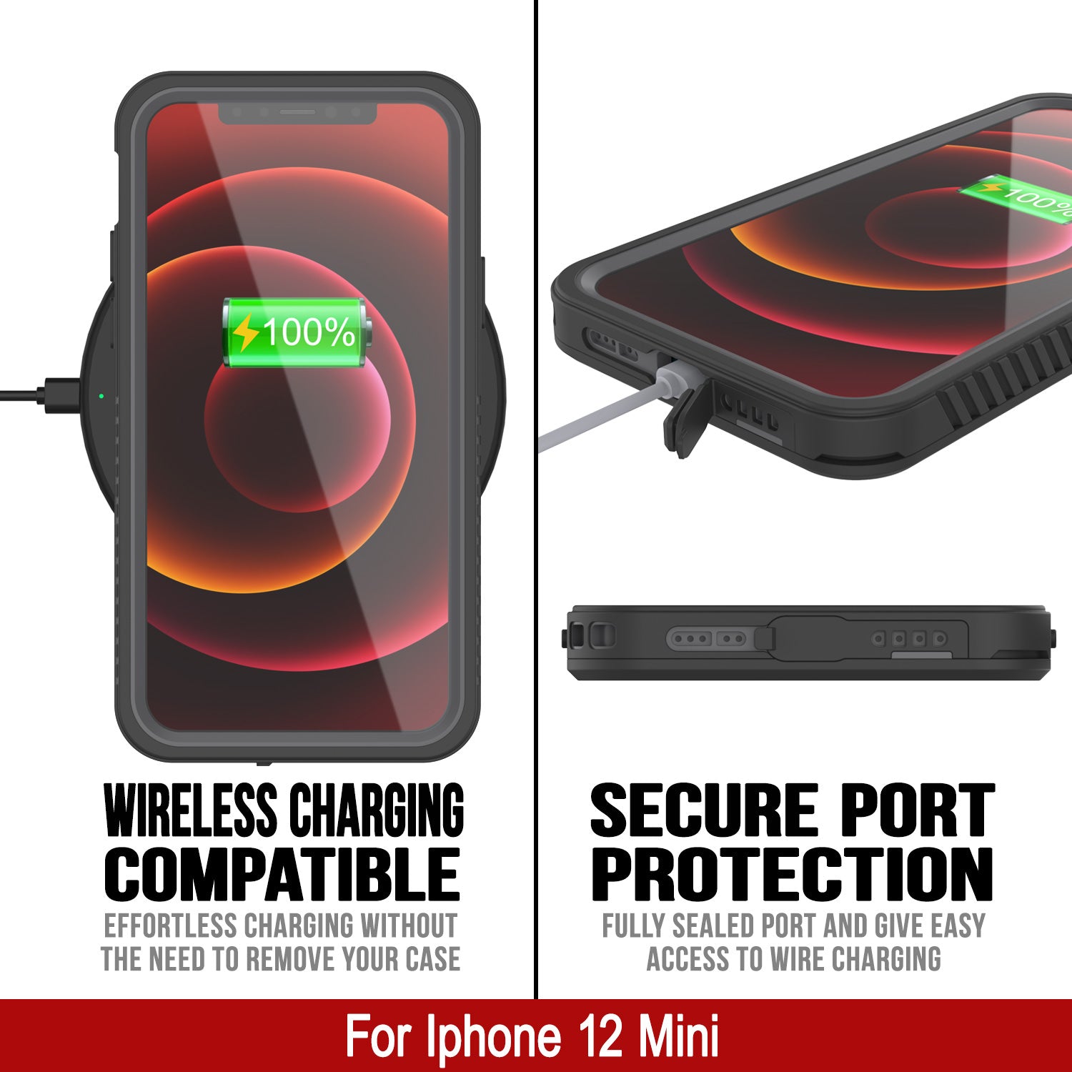 iPhone 12 Mini Waterproof Case, Punkcase [Extreme Series] Armor Cover W/ Built In Screen Protector [Black] (Color in image: Light Green)
