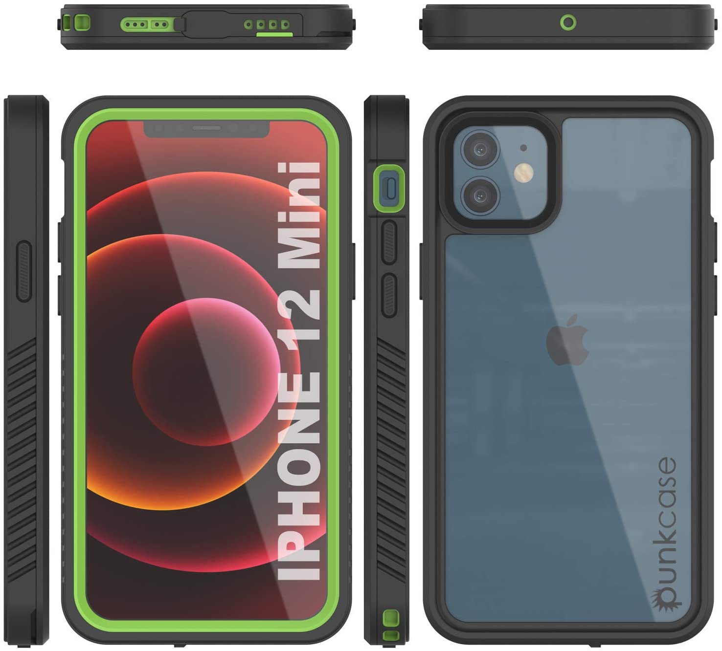 Capa à prova d'água para iPhone 12 Mini, Punkcase [Série Extreme] Capa protetora de armadura com protetor de tela embutido [Verde Claro]