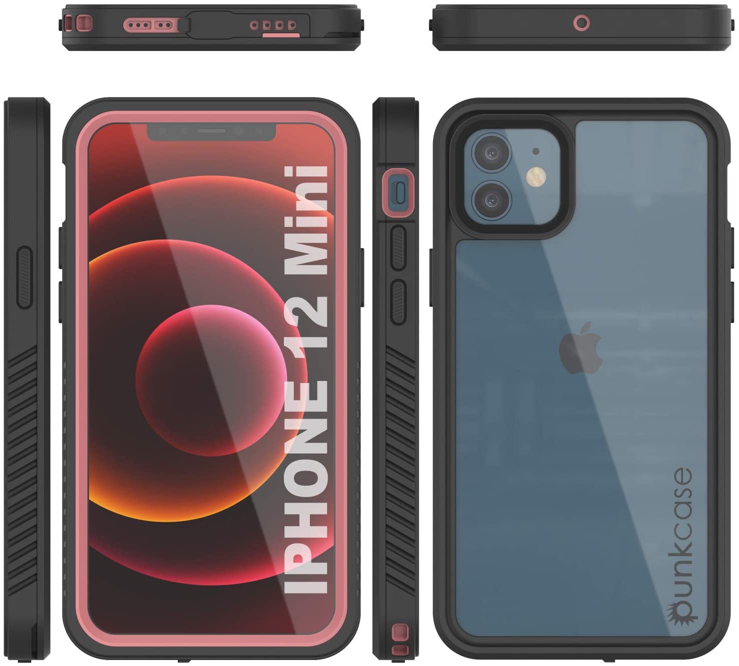 Capa à prova d'água para iPhone 12 Mini, Punkcase [Série Extrema] Capa de armadura com protetor de tela embutido [Rosa]