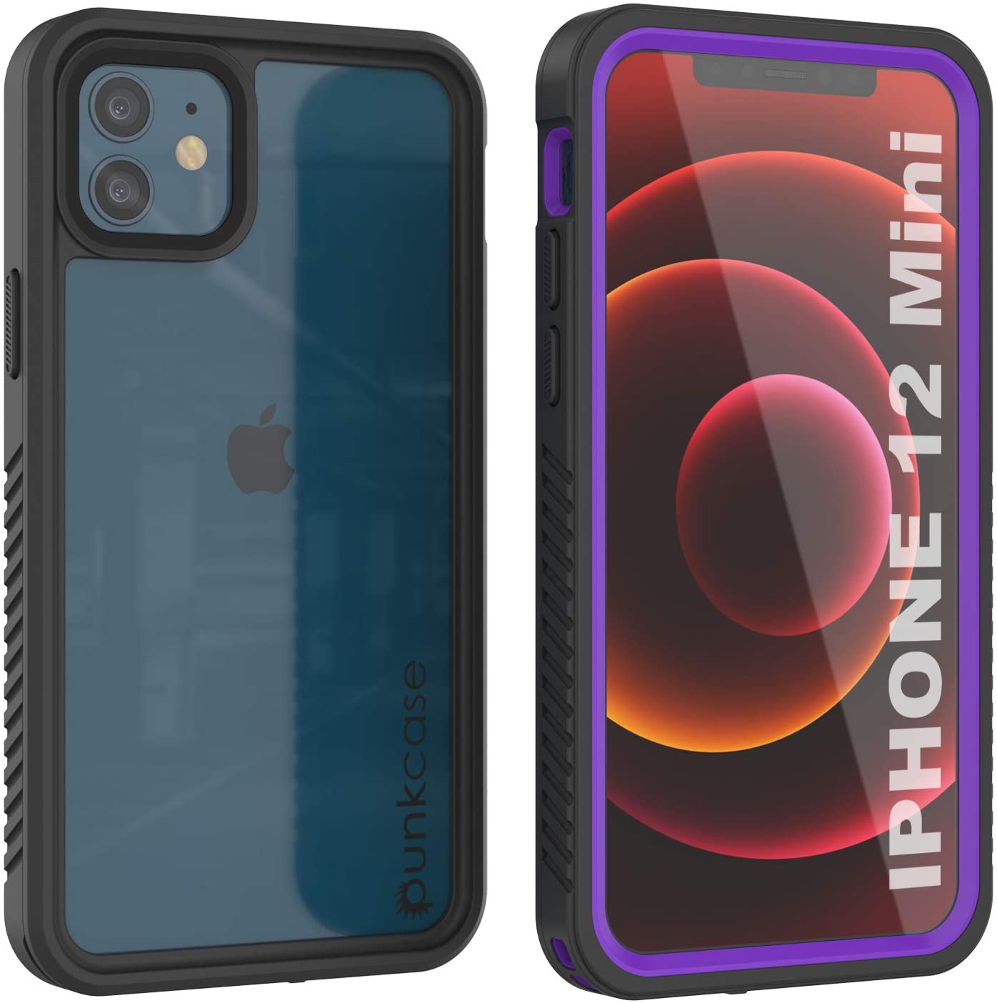 iPhone 12 Mini Waterproof Case, Punkcase [Extreme Series] Armor Cover W/ Built In Screen Protector [Purple] (Color in image: Pink)