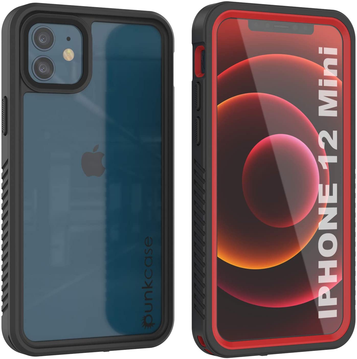 iPhone 12 Mini Waterproof Case, Punkcase [Extreme Series] Armor Cover W/ Built In Screen Protector [Red] (Color in image: Purple)