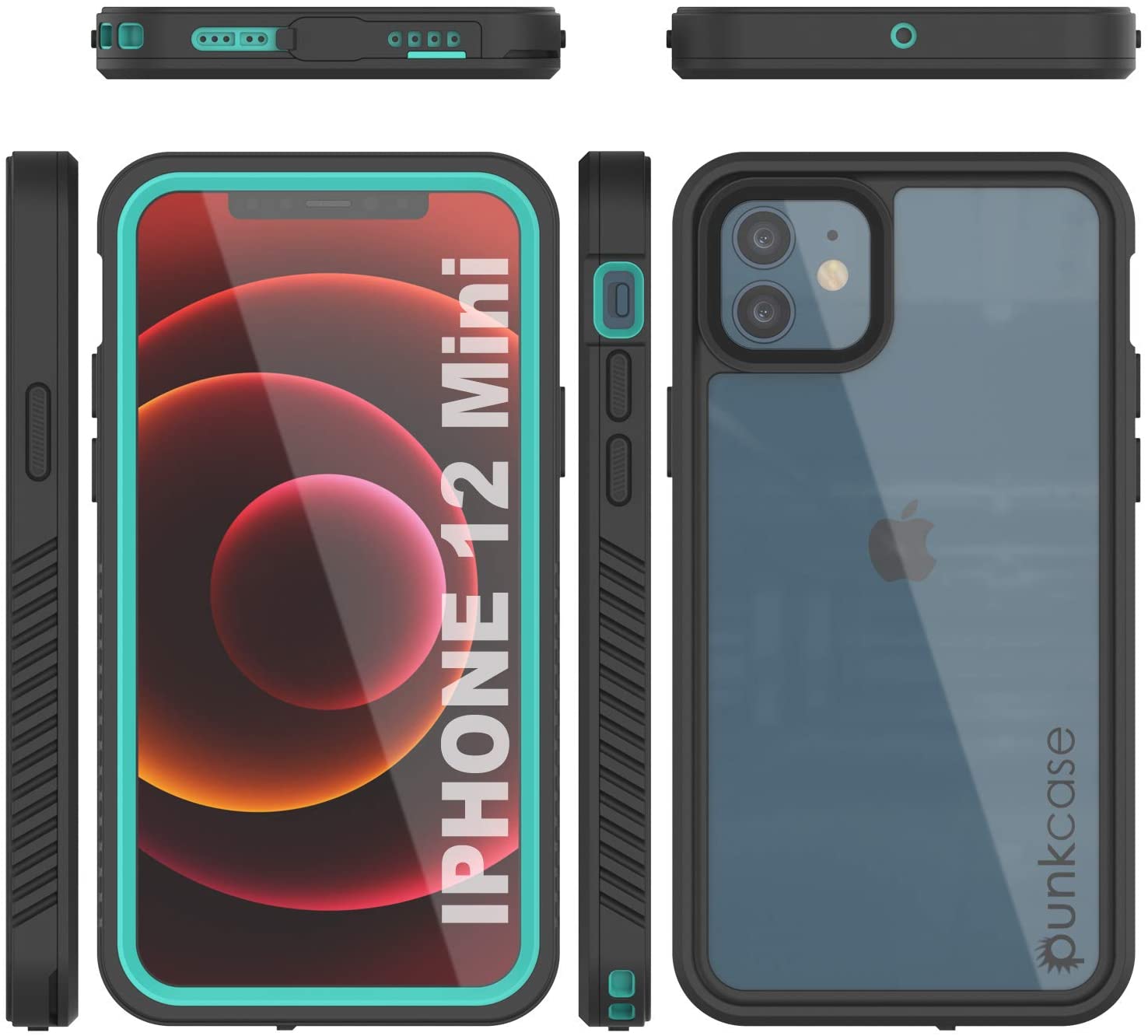 Capa à prova d'água para iPhone 12 Mini, Punkcase [Série Extrema] Capa de Armadura com Protetor de Tela Incorporado [Azul-petróleo]