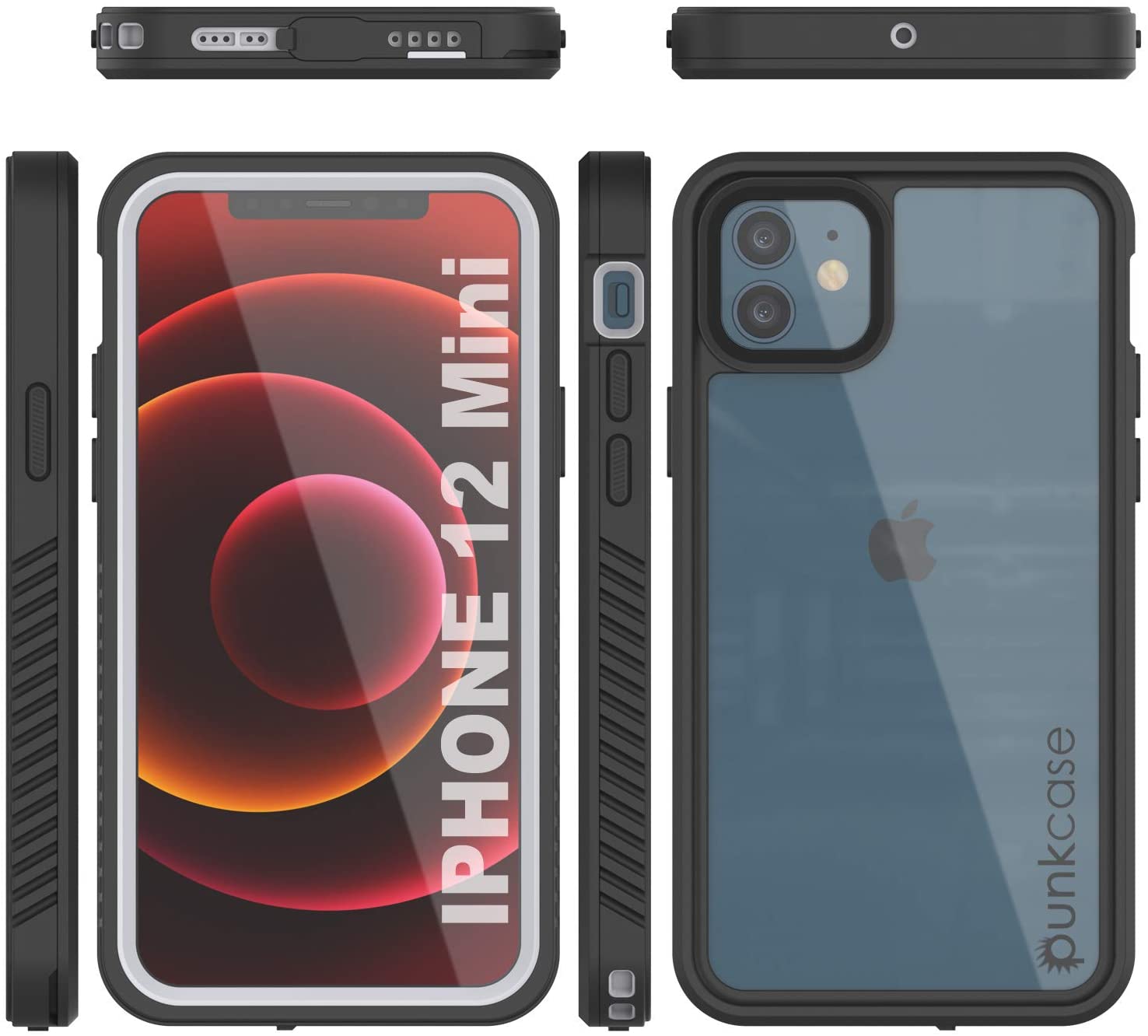 Capa impermeável para iPhone 12 Mini, Punkcase [Série Extreme] Capa de armadura com protetor de tela integrado [Branco]