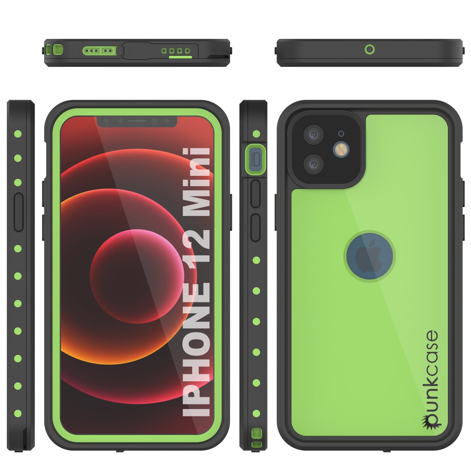 Capa à prova d'água IP68 para iPhone 12 Mini, Punkcase [verde claro] [Série StudStar] [Slim Fit] [Prova de sujeira]