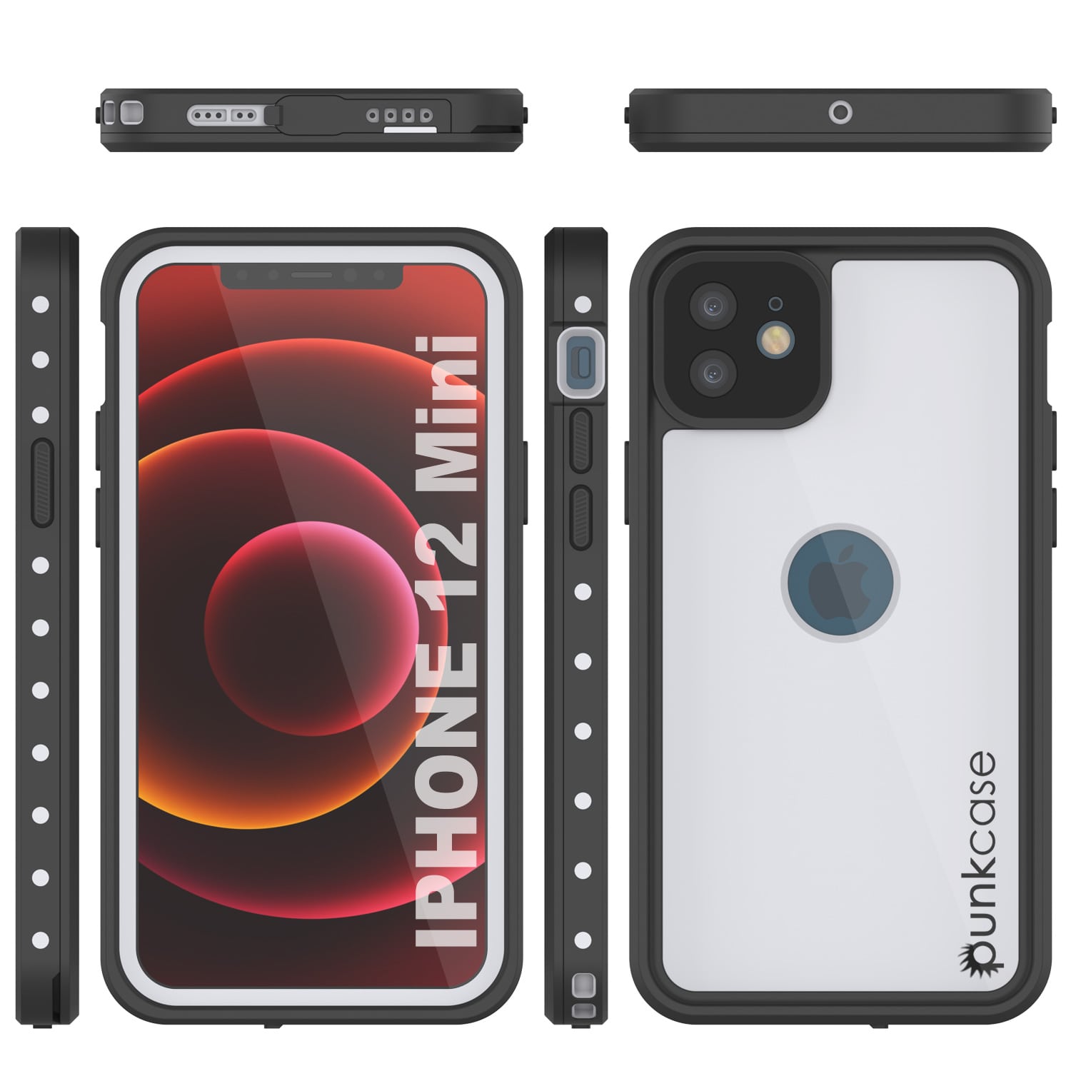 Capa à prova d'água IP68 para iPhone 12 Mini, Punkcase [Branca] [Série StudStar] [Ajuste Slim] [À prova de sujeira]