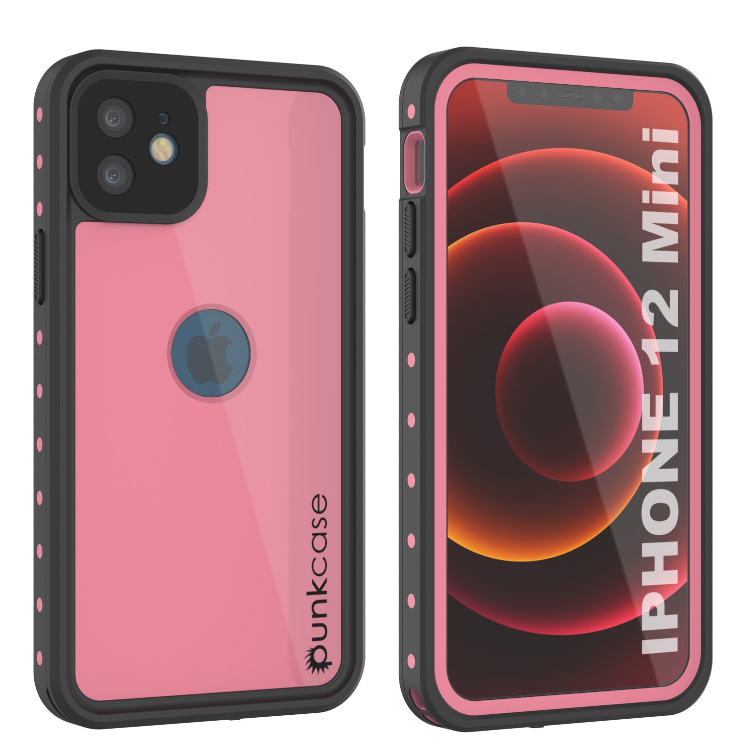 Capa à prova d'água IP68 para iPhone 12 Mini, Punkcase [Pink] [Série StudStar] [Ajuste Slim] [À prova de sujeira]