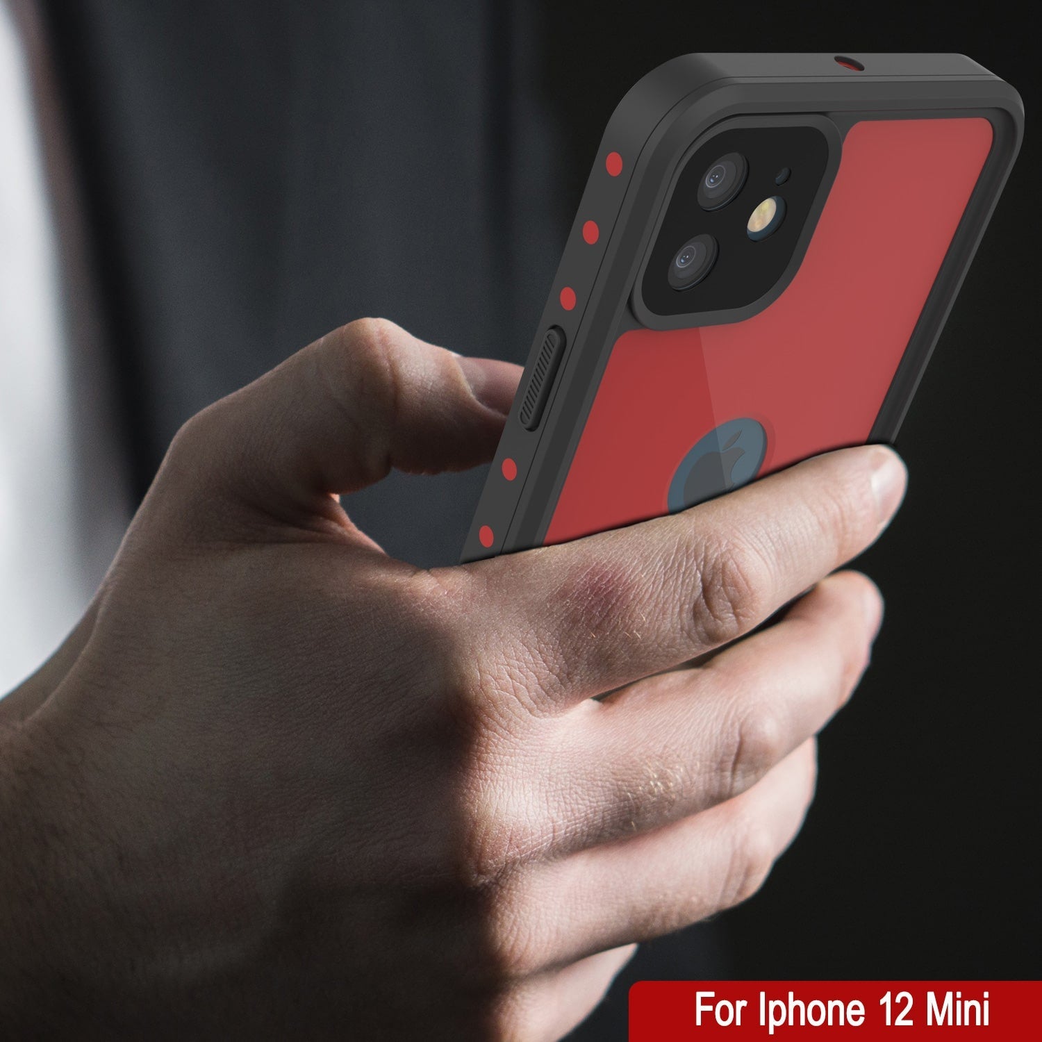 Capa à prova d'água IP68 para iPhone 12 Mini, Punkcase [Vermelho] [Série StudStar] [Ajuste Slim]