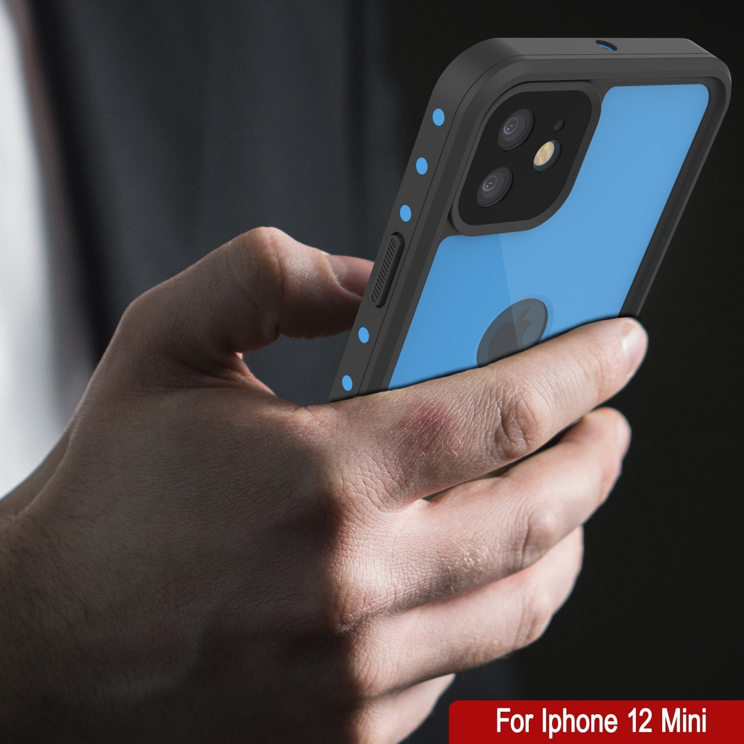 Capa à prova d'água IP68 iPhone 12 Mini, Punkcase [Azul claro] [Série StudStar] [Corte Slim] [Prova de sujeira]
