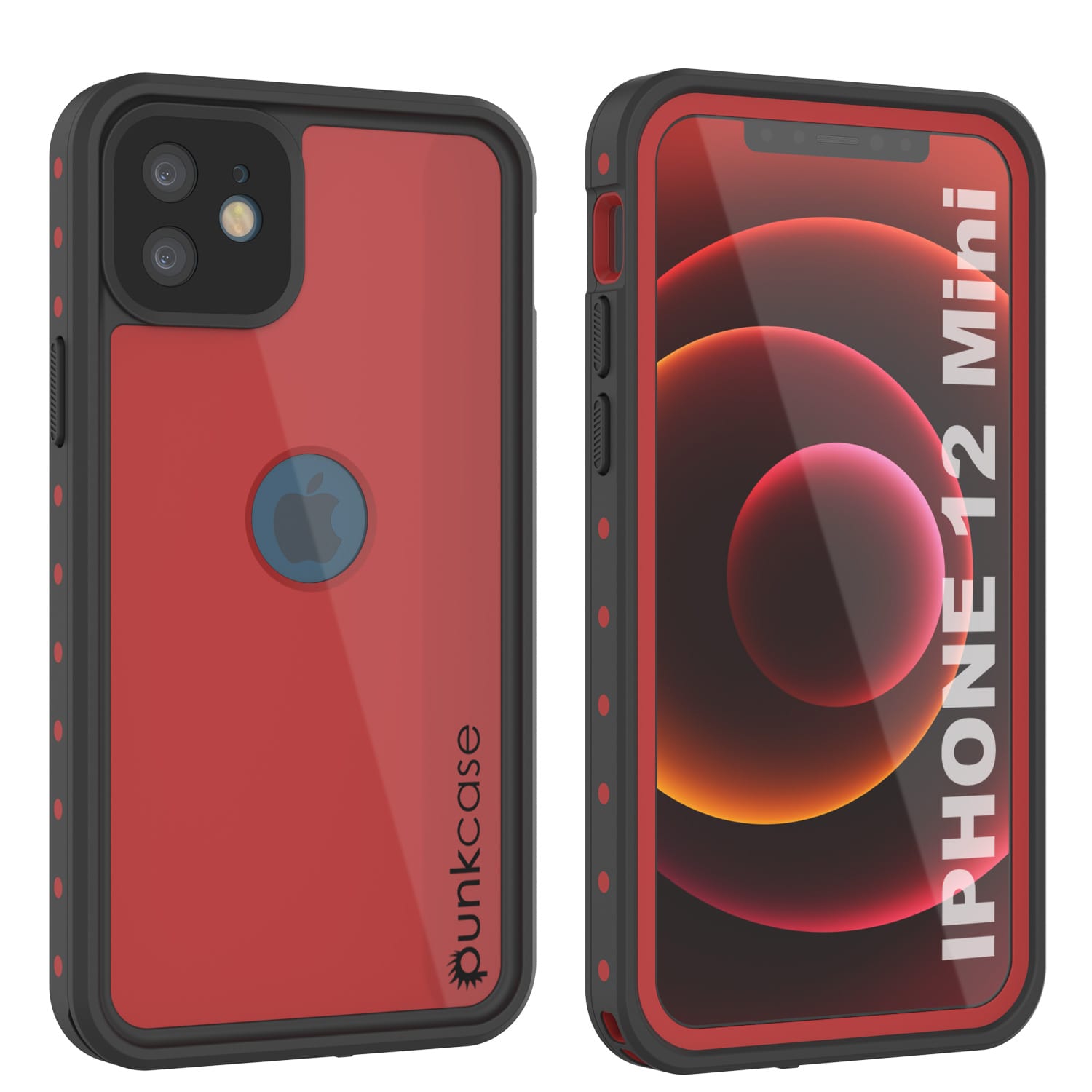 Capa à prova d'água IP68 para iPhone 12 Mini, Punkcase [Vermelho] [Série StudStar] [Ajuste Slim]