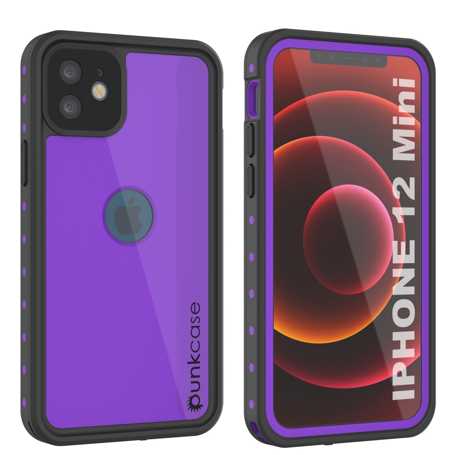 Capa à prova d'água IP68 para iPhone 12 Mini, Punkcase [Roxa] [Série StudStar] [Ajuste Slim] [Prova de sujeira]